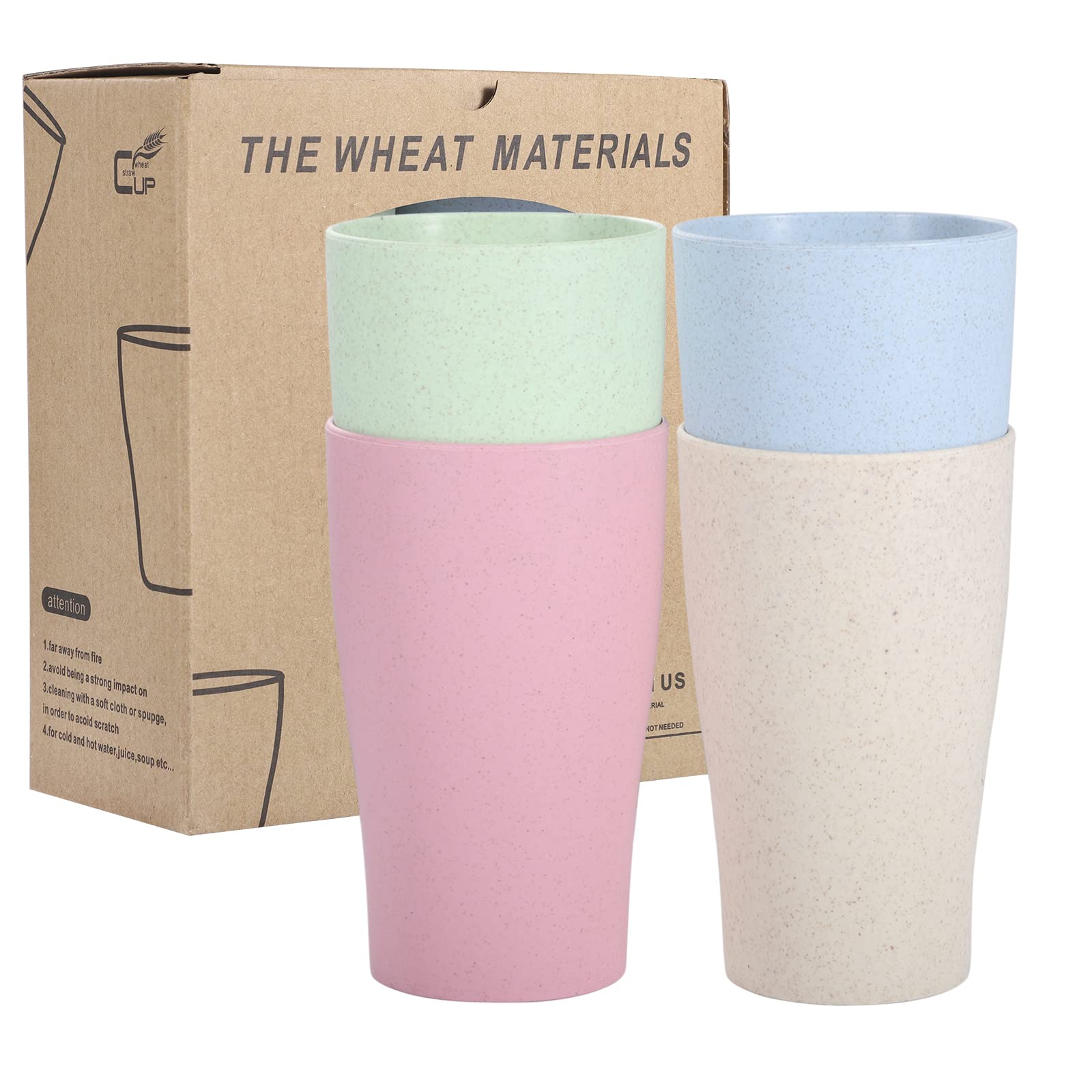 Lanjue 4Pcs Plastic Cups Reusable, 400ml Unbreakable Kids Drinking Picnic Camping Cup for Kids Children and Adults Dishwasher and Microwave Safe