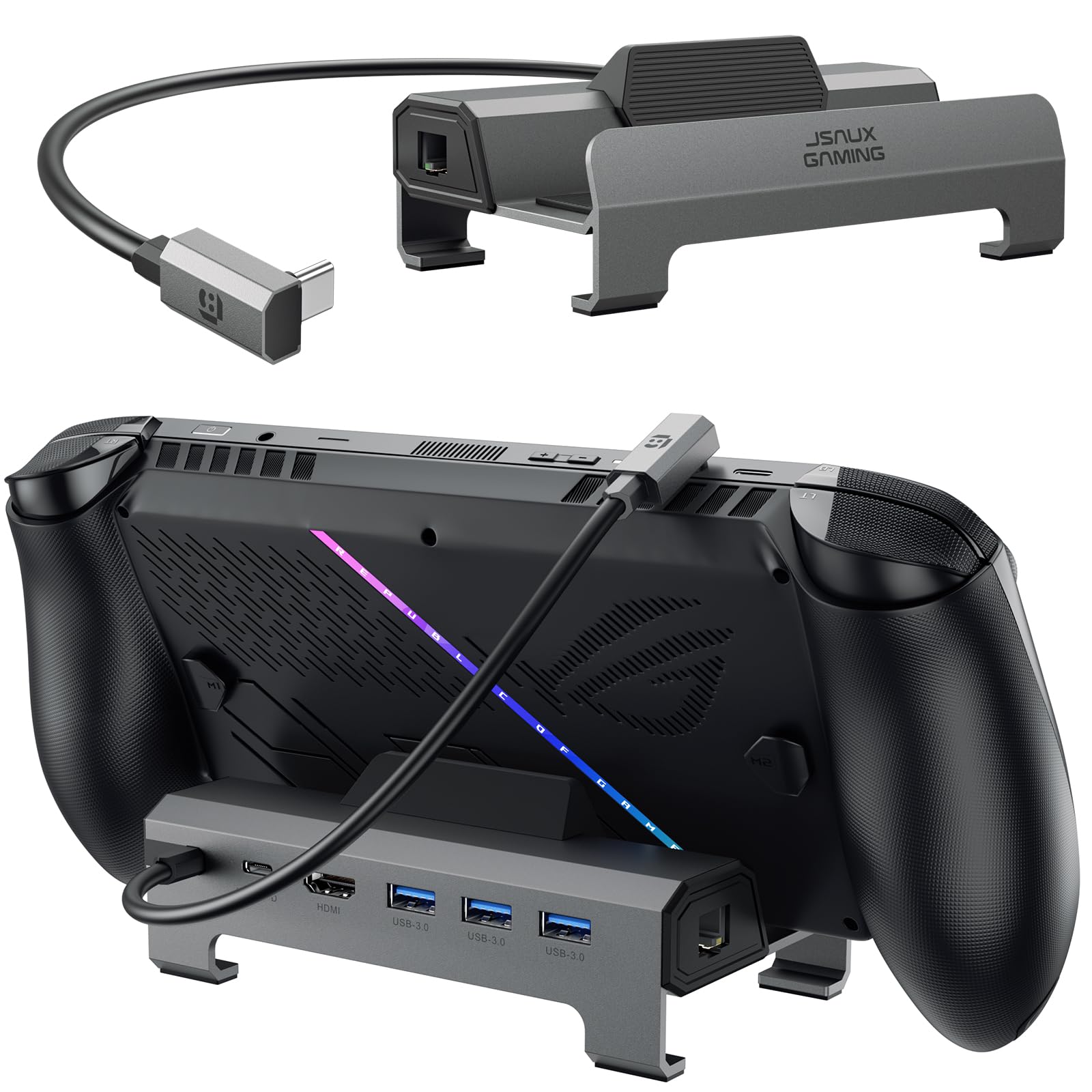 JSAUX 6-w-1 stacja dokująca 4K@120Hz dla Steam Deck ROG Xbox Ally/Xbox Ally X/Valve Steam Deck/OLED/ASUS ROG Ally X/Lenovo Legion go S/2, stacja dokująca z HDMI 2.1, 1Gbps Ethernet, 3 x USB 3.0, 100W