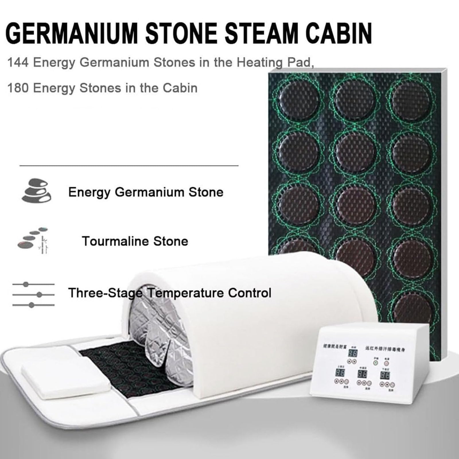 Sauna Infrarrojos Lejanos Cúpula Sauna Seco Portatil Cápsula Sauna Completa Cuerpo Para Hogar Con Esterilla Infrarrojos Cercanos,Desintoxicación Con Calefacción Y Piedras Terapéuticas,Black