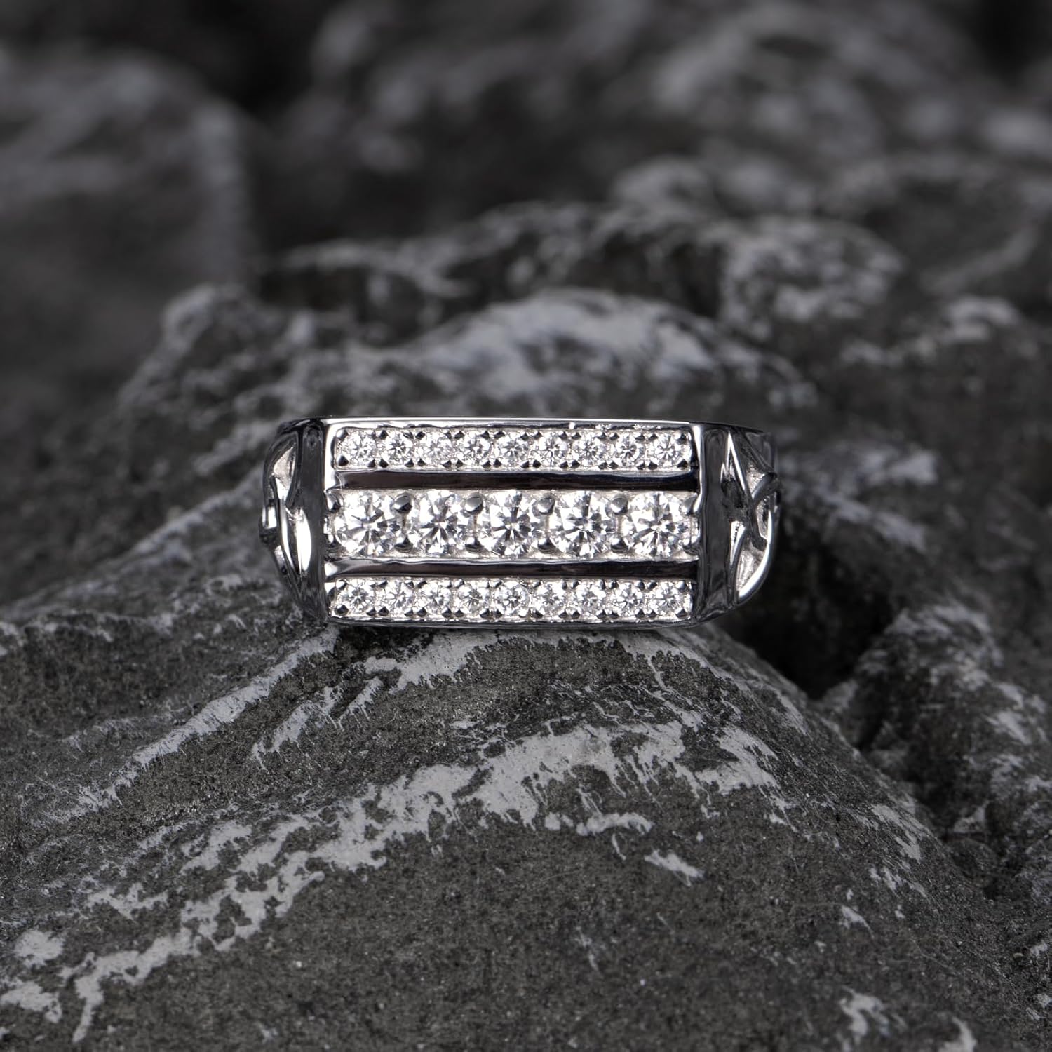 2CT Moissanite Engagement Ring for Men 14K/White Gold 925 Sterling Silver Men Promise Wedding Moissanite Jewelry Gift Round Cut D Color VVS1 Clarity Size 8-12 - Image 7