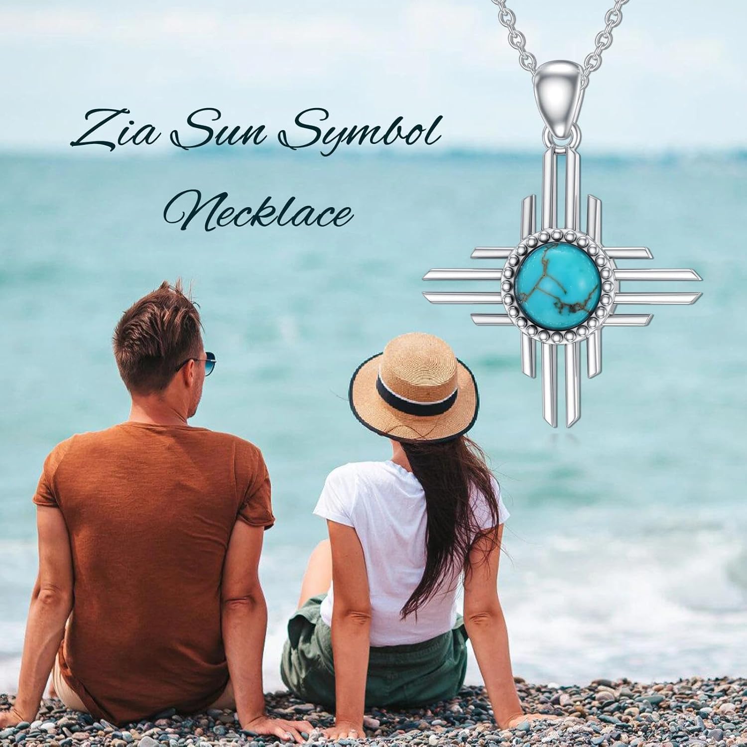 Zia Sun Symbol Necklace for Women 925 Sterling Silver Genuine Turquoise Sun Pendant New Mexico Jewelry Birthday Christmas Gift for Mom Wife Girlfriend - Image 6