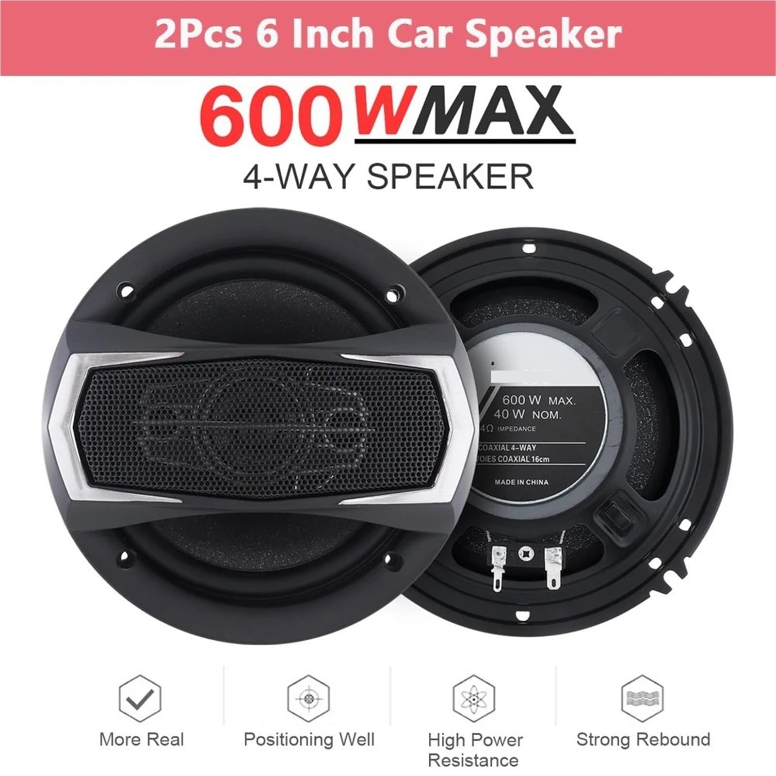 Głośnik wysokotonowy Głośnik wysokotonowy Membrana 2 szt. Głośniki samochodowe 4/5/6 cali 4-drożny subwoofer Audio muzyka stereo pełna częstotliwość współosiowy głośnik samochodowy Hifi(2pcs 6 Inch)