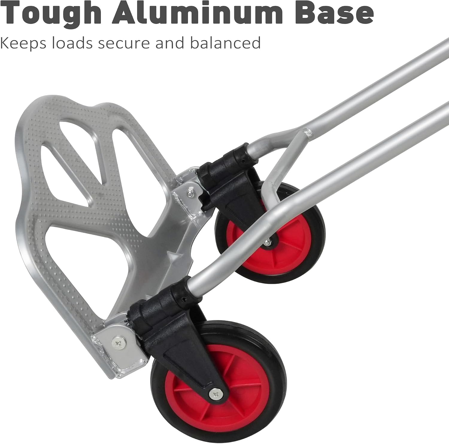 Folding Hand Truck Dolly Cart, Portable Aluminum Hand Cart with Telescoping Handle and PP+EVA Wheels, Compact & Easy to Store for Moving, Shopping, Office, Travel Use