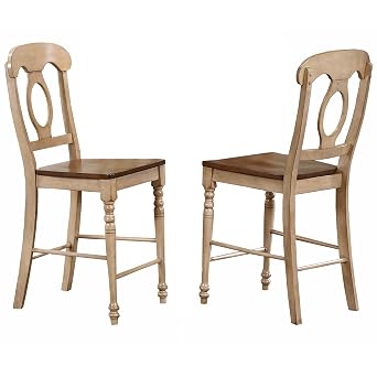 Sunset Trading Brook Napoleon Barstool | Two Tone Light Brown Wood | Counter Height Stool | Set of 2