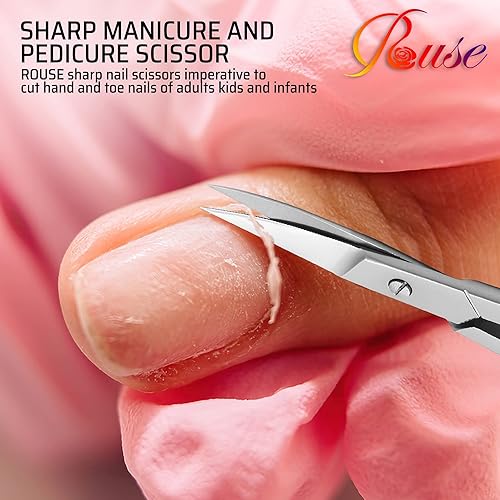 Miniatura 6 de ROUSE Tijeras de cutícula Tijeras de aseo profesional Tijeras de acero inoxidable para cejas-pestañas (tijeras para cutículas)