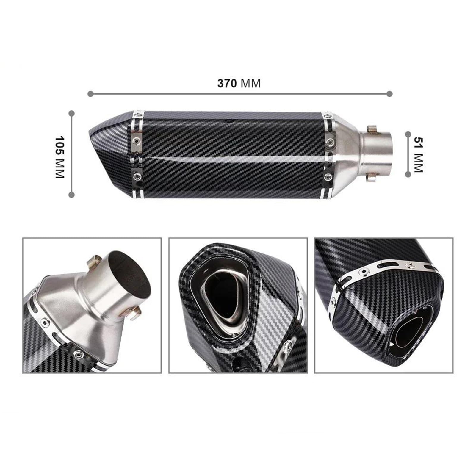 51 Mm Motorrad-Auspuffrohr, Modifizierter Schalldämpfer Für XJ6 MT07 MT09 MT03 Slip On Motorradzubehör Auspuff(Titanium)