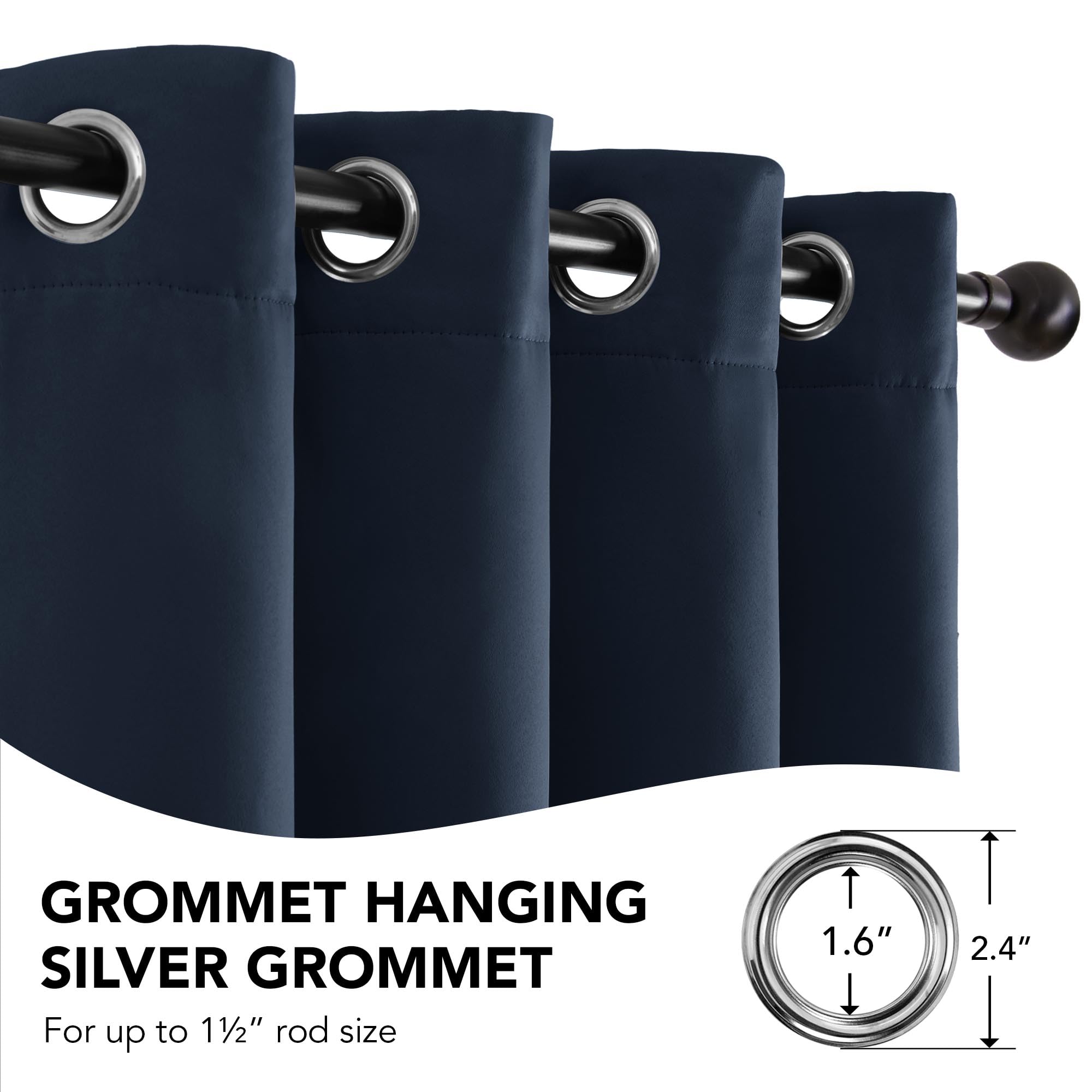 Deconovo Lot de 1 Rideau occultant, Opaque, avec Volants, Thermique, pour Chambre à Coucher, Salon, Isolation Thermique Dos Blanc, 300L X 245H cm (1 Panneaux) Bleu Marine