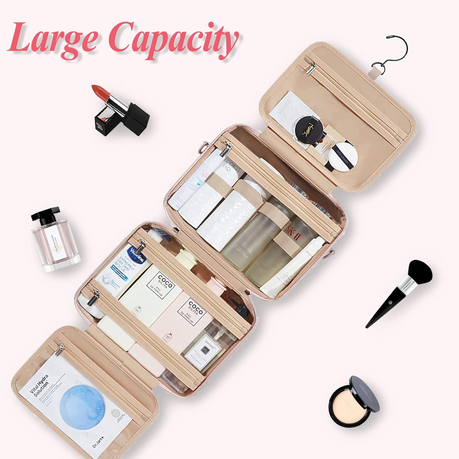 Compact & Large Travel Toiletry Bag, Water-Resistant Shaving Bag for Toiletries & Makeup, Bag Cosmetic Organizer for Women and Girls : Beauty & Personal Care