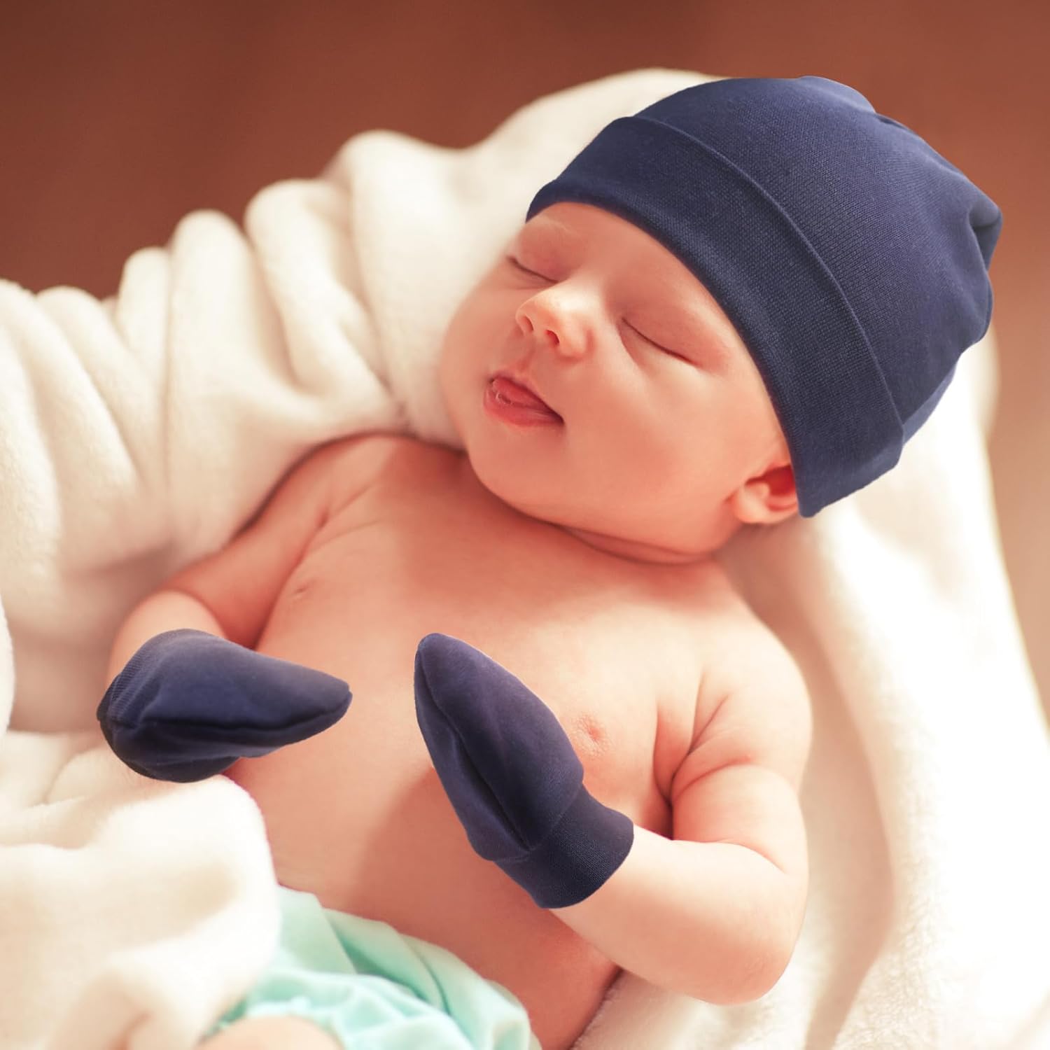 Newborn Baby Hats and Mittens Set Infant Beanie Cap Toddler Gloves Newborn Hospital Hats for Baby Boy Girl Kid 0-6 Months - Image 6