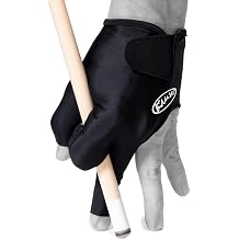 Kamui Billiard Glove Black Pool Cue Glove for Left or Right Hand, Quick-Dry Fabric, Anti-Slip Palm, Open Fingers, Short Cuff