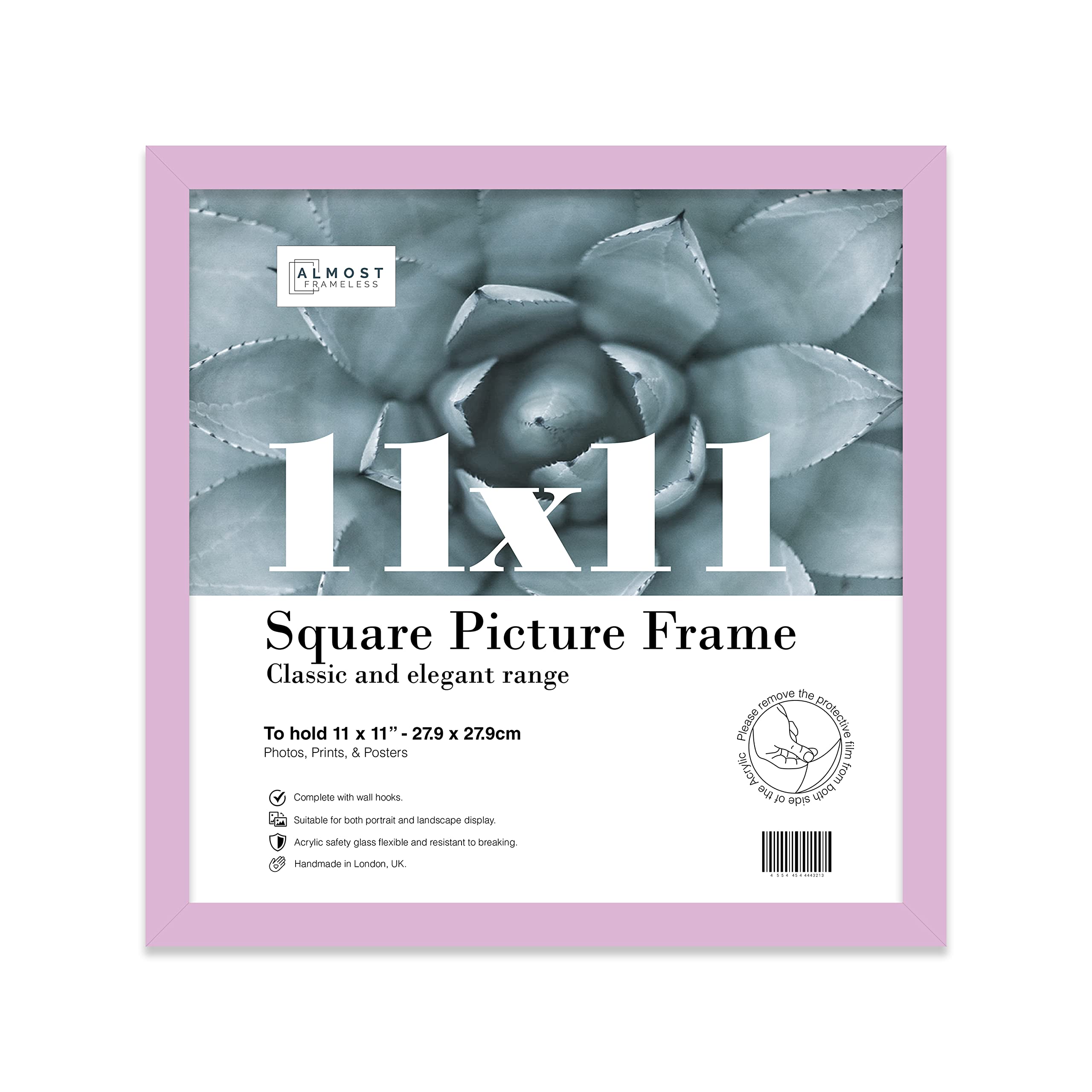 11x11 Inch Lilac Square Thin Photo Frame Wall Mountable Thin Picture Frame Standard Square Photograph Size, 11" X 11"(28 X 28cm)