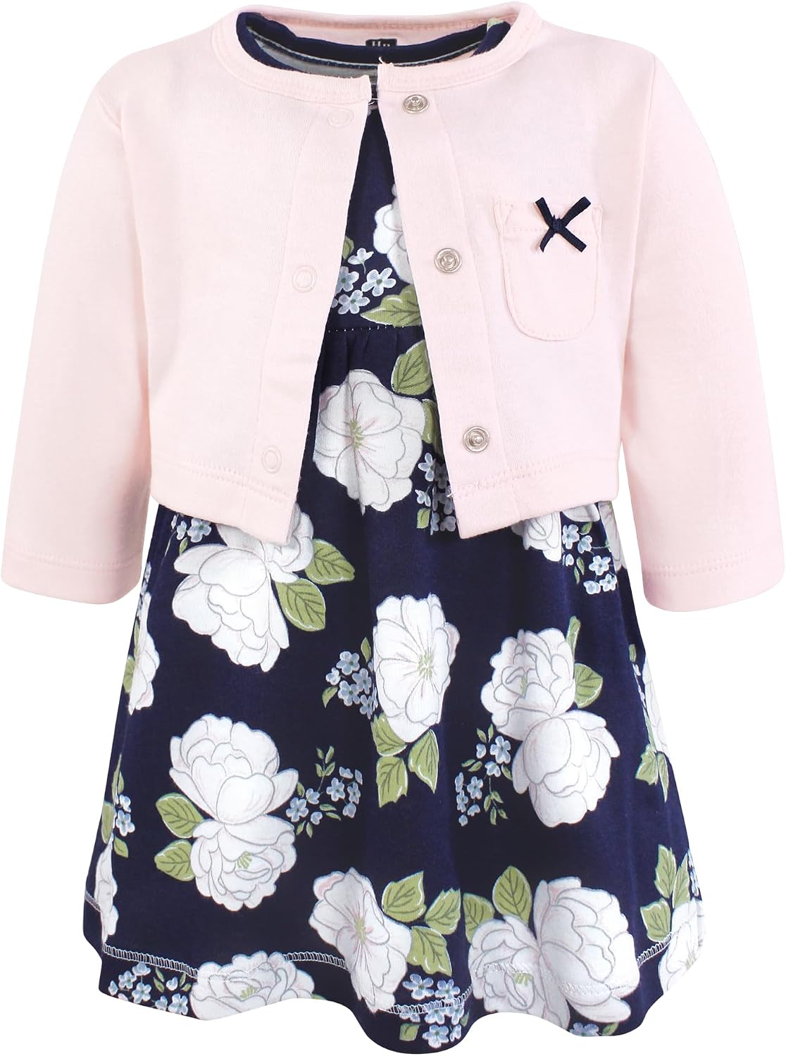 Hudson Baby Infant and Toddler Girls Cotton Dress and Cardigan Set