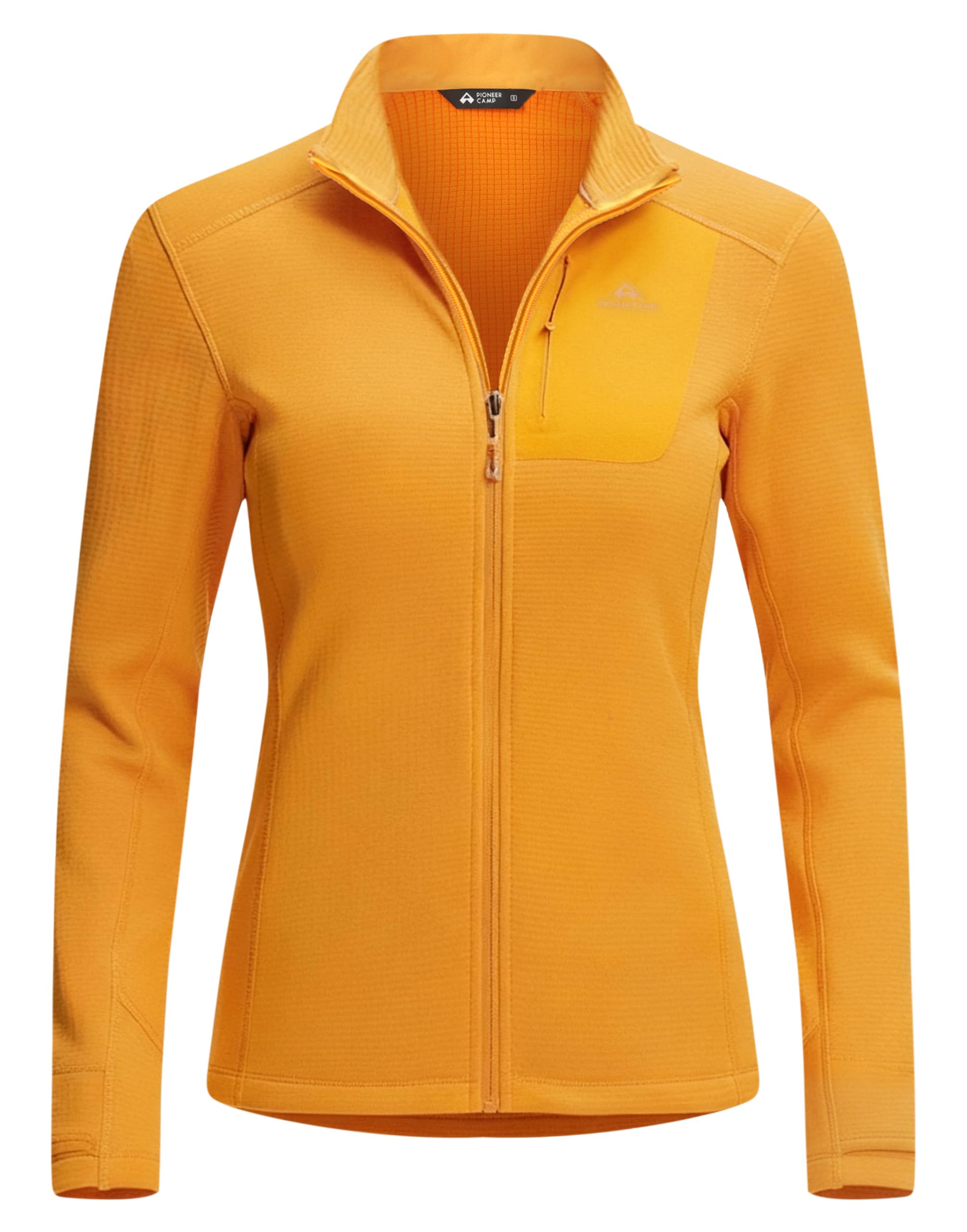 Pioneer Camp Damen Fleecejacke ohne Kapuze – Leichtes, Atmungsaktives,Hohe Elastizität Fleeceshirt mit Reißverschluss Winddichter Stehkragen für Outdoor-Aktivitäten wie Klettern, Skifahren & Wandern