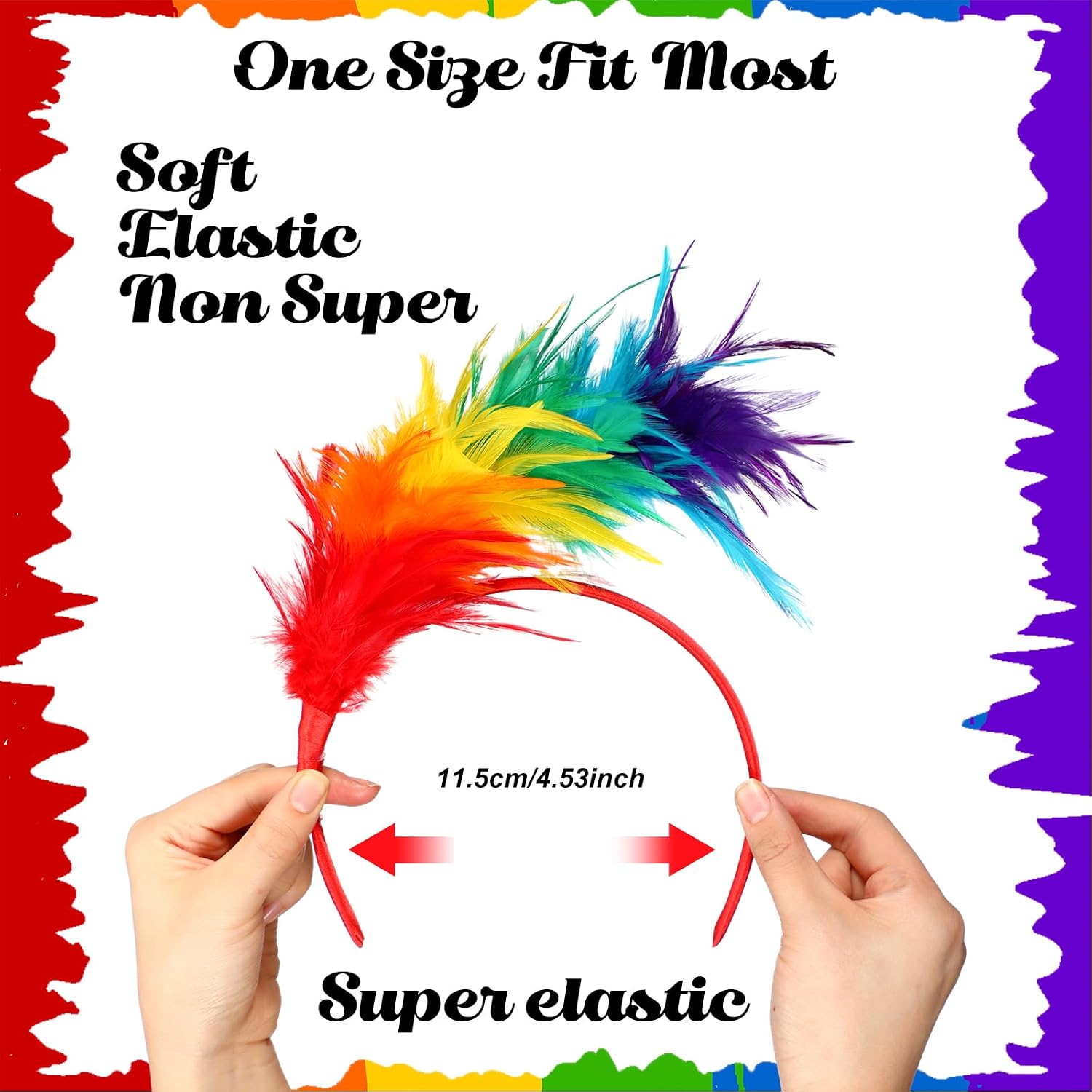 12 Pcs Rainbow Feathers Fascinator Headband Pride Headpiece Feather Lgbtq Hair Accessories for Women Cocktail 20s 50s 80s Tea Party