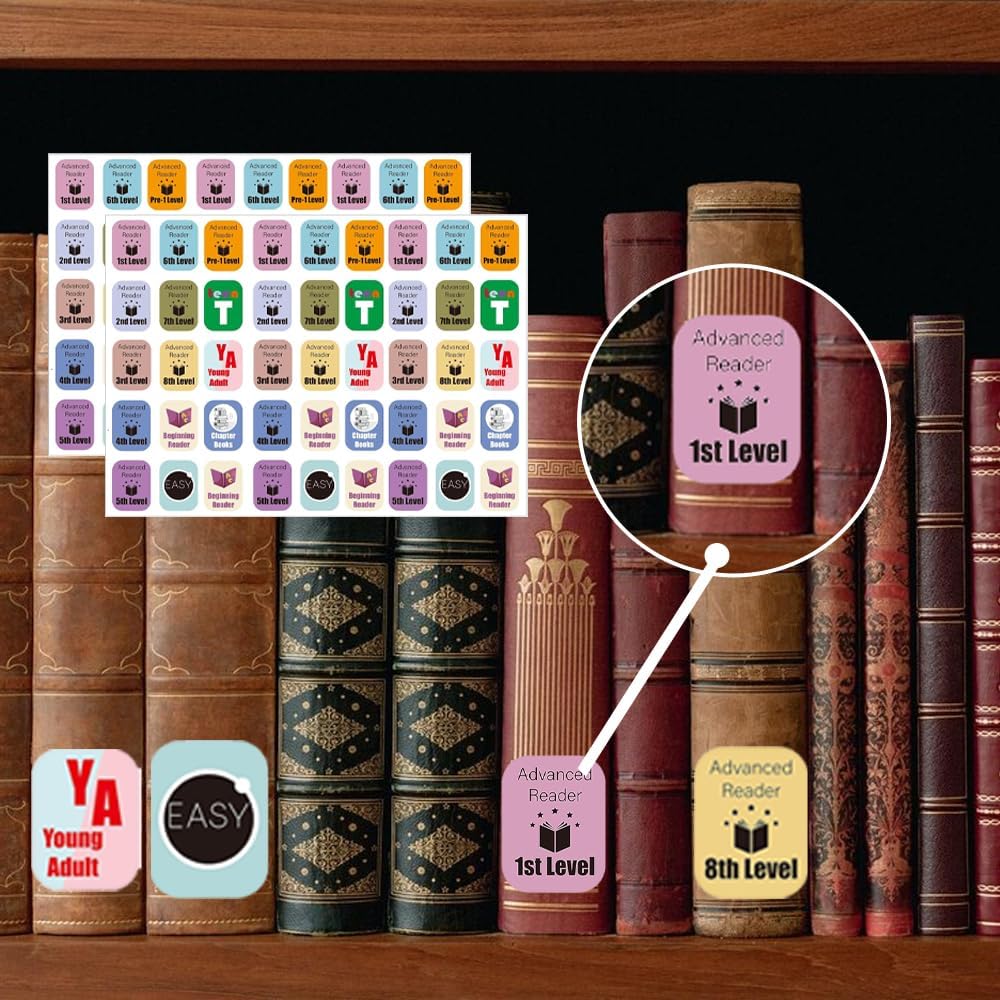 Genre Book Spine Labels for Library | Classroom Library Classification Stickers 450pcs | Advanced Reader Level image 3