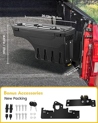Miniatura 5 de OCPTY Caja de almacenamiento con cerradura para el lado del conductor  Compatible con Toyota Tacoma 2005-2022  Caja de almacenamiento para caja de