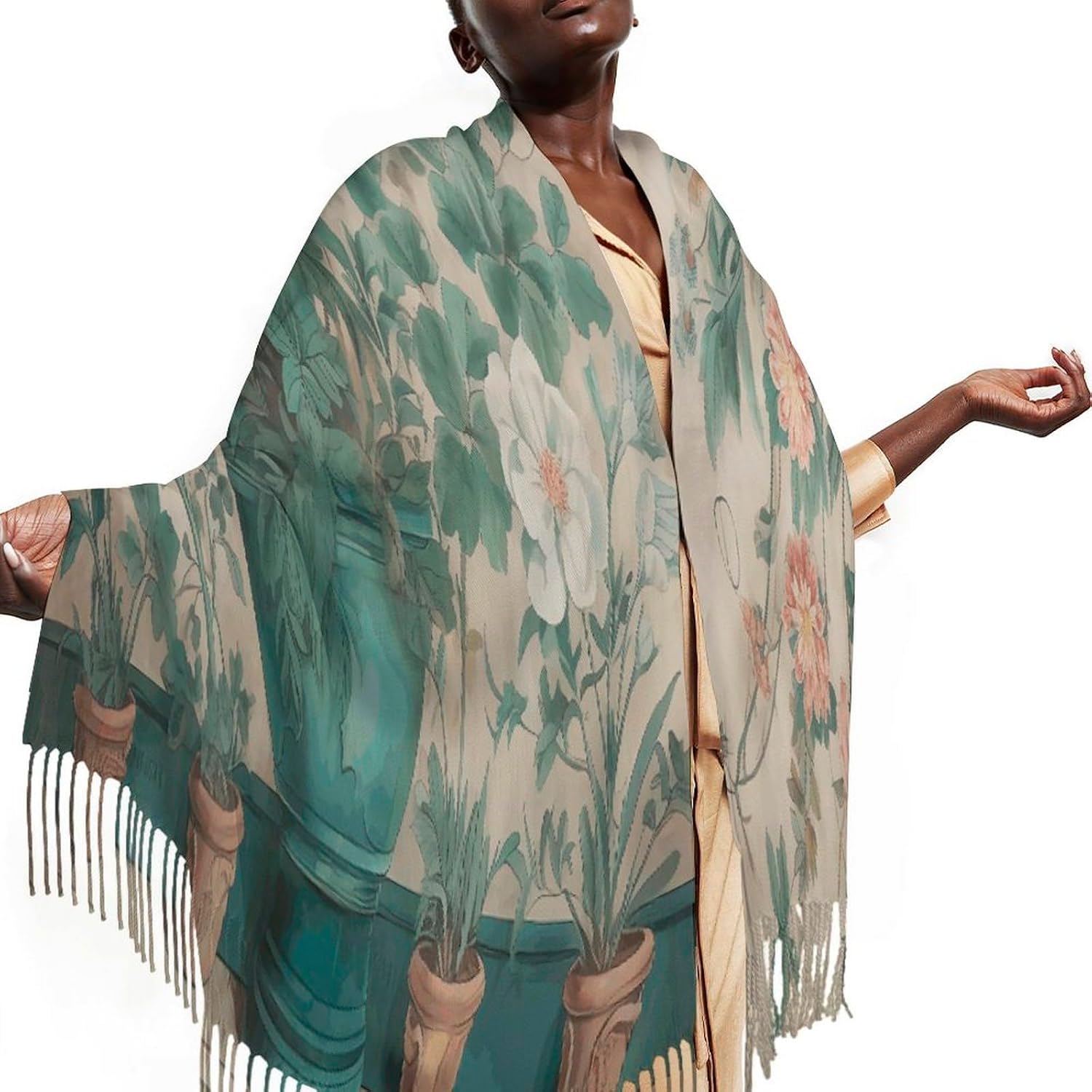 A Watercolor Flower Painting Scarf for Women Men Soft Warm Fashion Blanket Scarves Classic Cashmere Feel Scarf Long Shawl Large Scarves Cold Weather Thick Blanket Scarfs