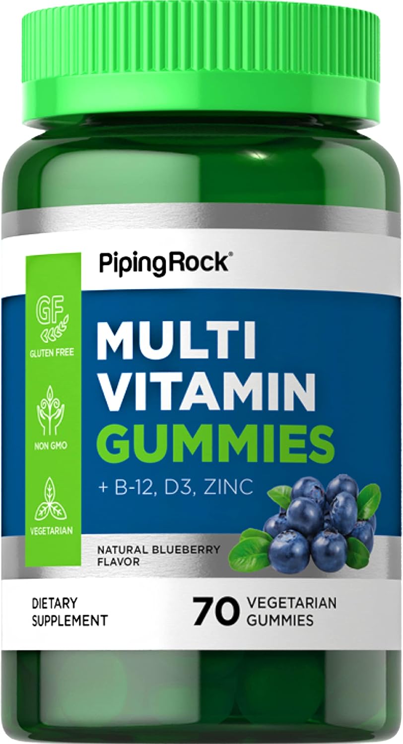 MultiVitamin + B12 D3 & Zinc Gummies (Natural Blueberry), 70 Vegetarian Gummies