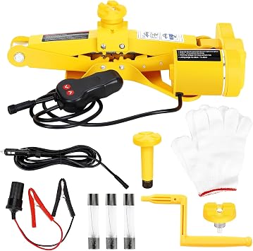 Panana Electric Car Scissor Jack 3 Ton DC 12V Auto Trailer Floor Jack Kit Low Profile Vehicle Lift Set Tire Change Emergency Tyre Repair Kit with Carrying Case