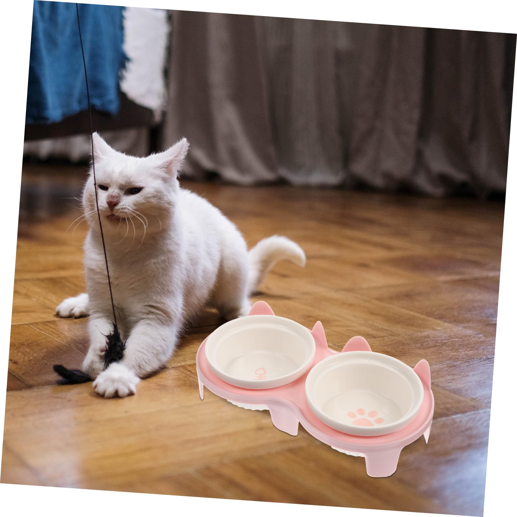 Hohopeti Erhöhter Katzennäpfe Aus Keramik Mit Bambusständer Für Haustierfutter Spülmaschinenfest Und Leicht Zu Reinigen Für Indoor-katzenhaltung