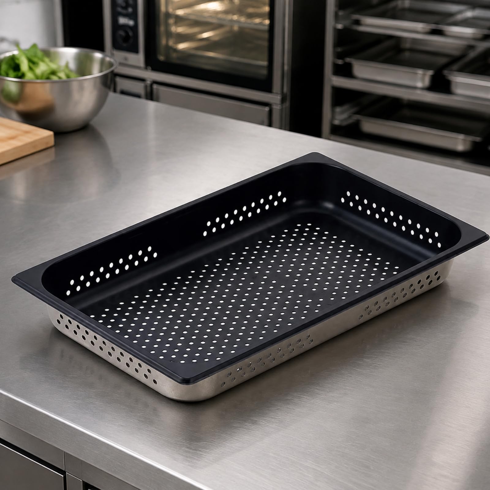 Teglia Antiaderente in Acciaio 304 Leggera Teglia Form Standard Size Compatta Vassoio da Cottura per Cuochi Domestici, Vapore, Altezza 65mm