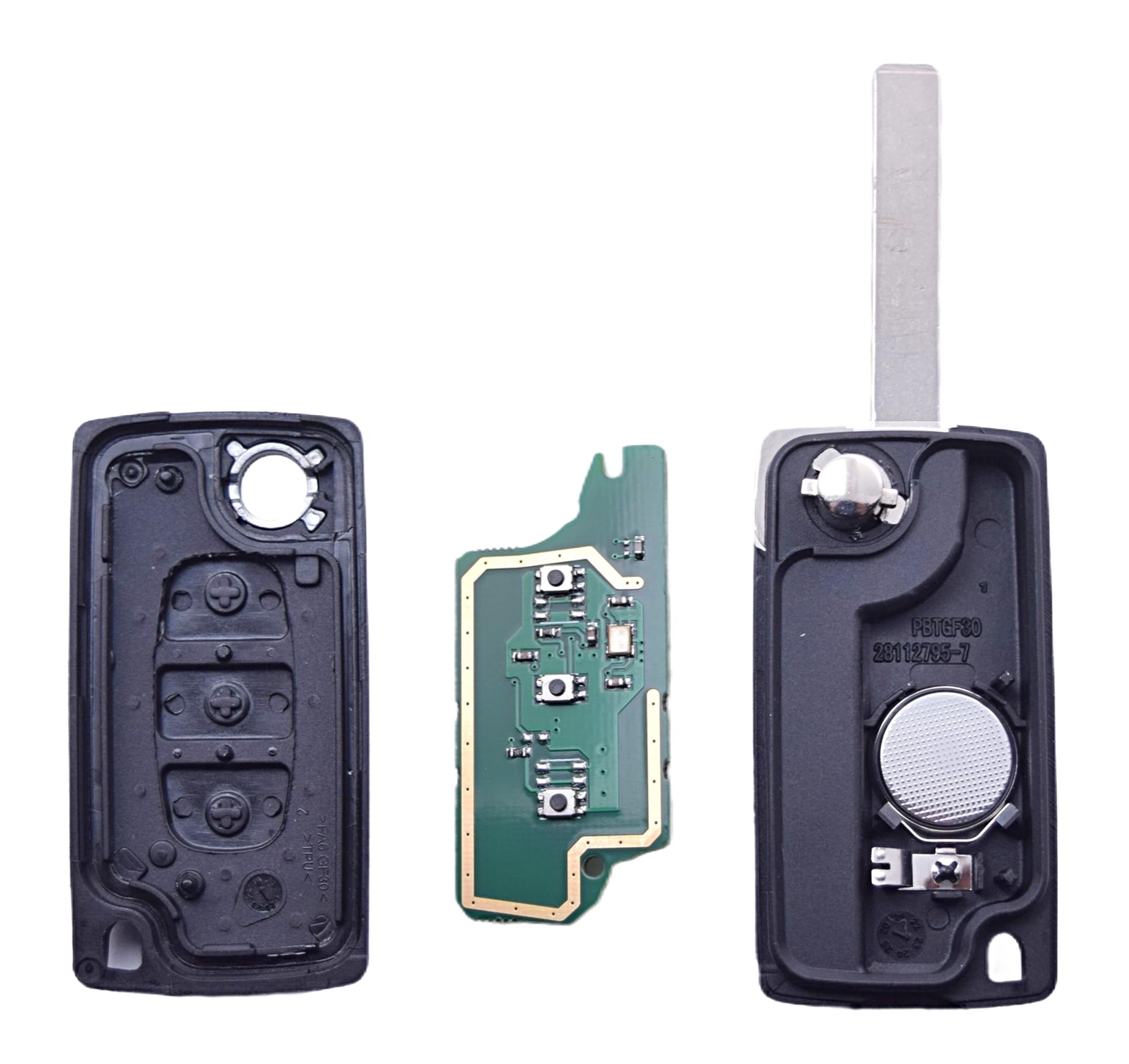 Clé Vierge ID46 Electronique à Programmer 3 Boutons Coffre CE0536 Lame HU83 Compatible avec Peugeot 207 207SW 208 307 307SW 308 407 408 Partner Expert Citroen C2 C3 C4 C5 C6 C8 Berlingo Jumpy