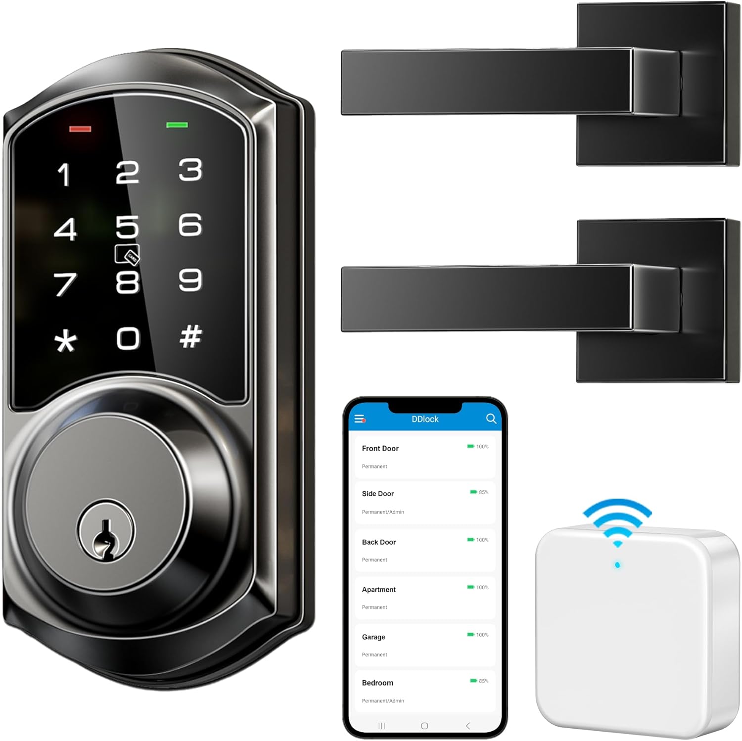 Veise WiFi Smart Locks with 2 Lever Handle Set, App Control, Keyless