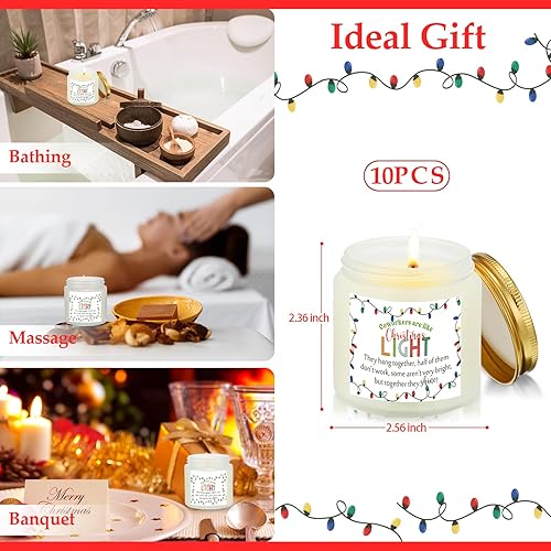 Miniatura 2 de MTLEE Juego de 10 velas perfumadas de Navidad de 3.5 onzas, velas de cera de soja, frasco, letrero de luz de Navidad, regalo de agradecimiento,