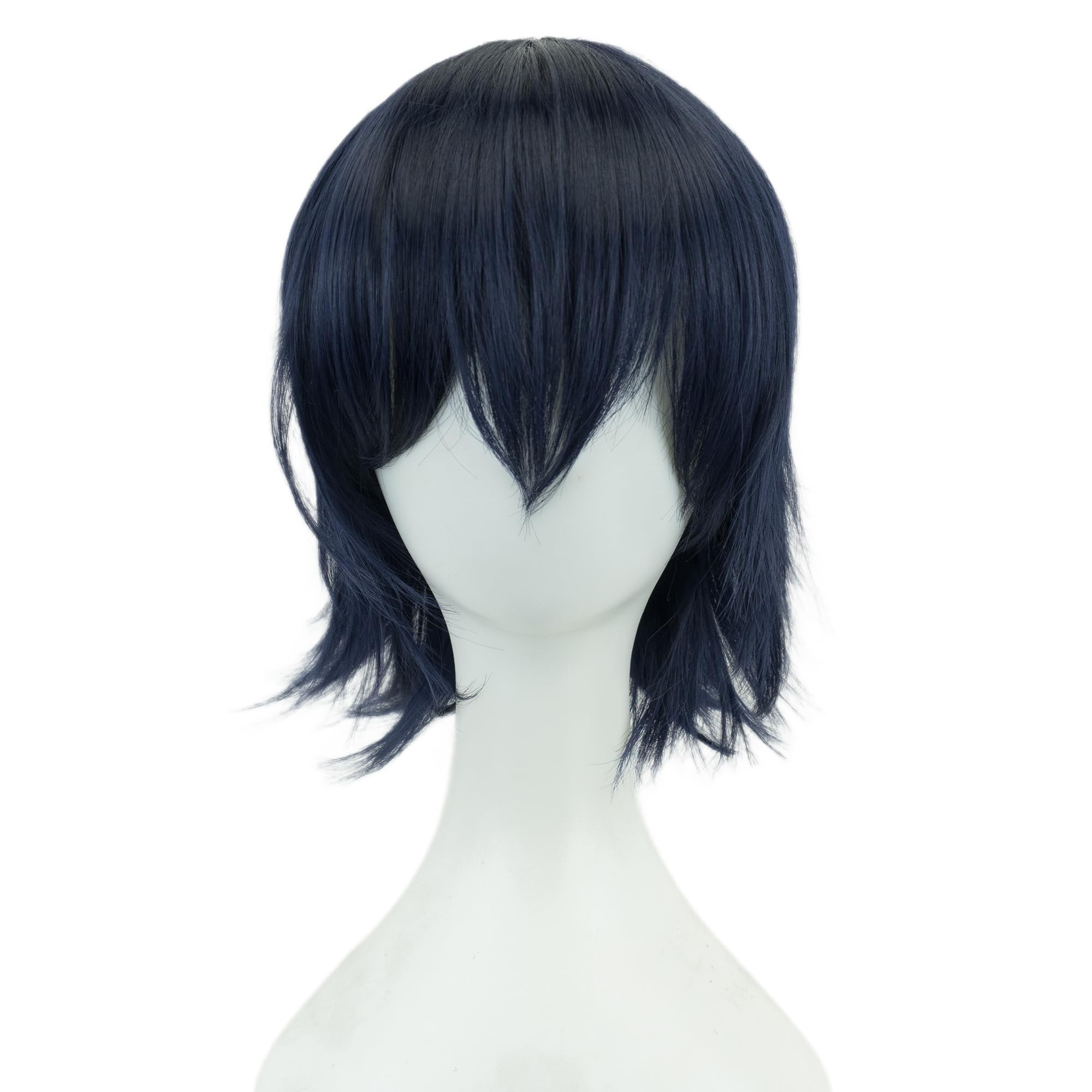 IMISSU Unisex Short Hair Party Wig with Bangs Halloween Costume Wigs (Dark Blue) - Image 2