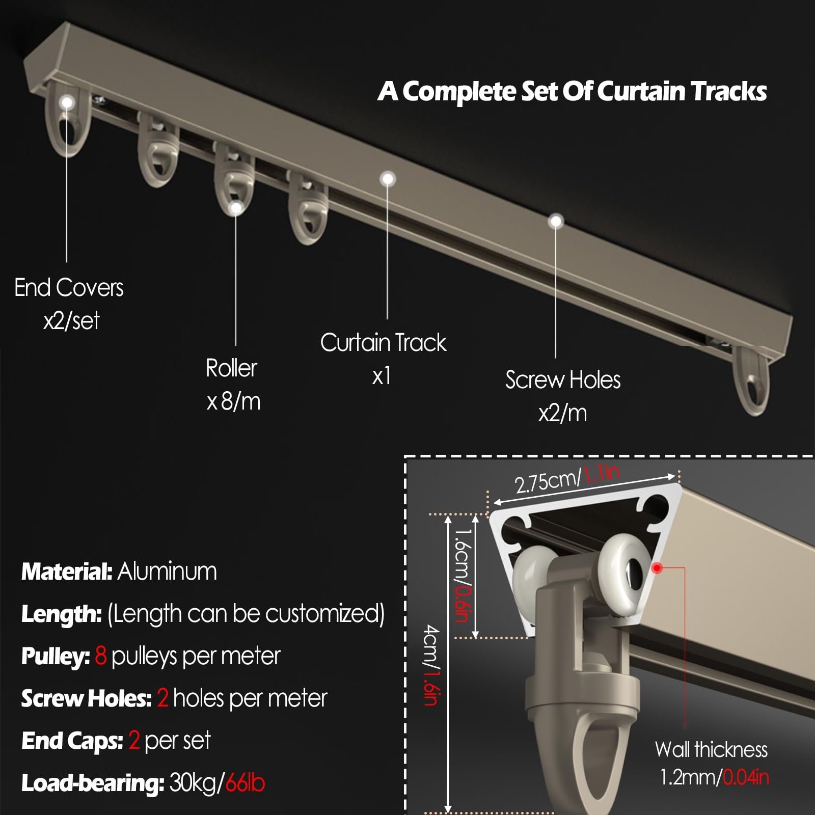 Riel Para Cortina De Techo Riel De Cortina De Techo - Kit Completo En  Aluminio (1-14 M Ajustable) Fabrica De Rieles Para Cortinas, image size:1600x1600