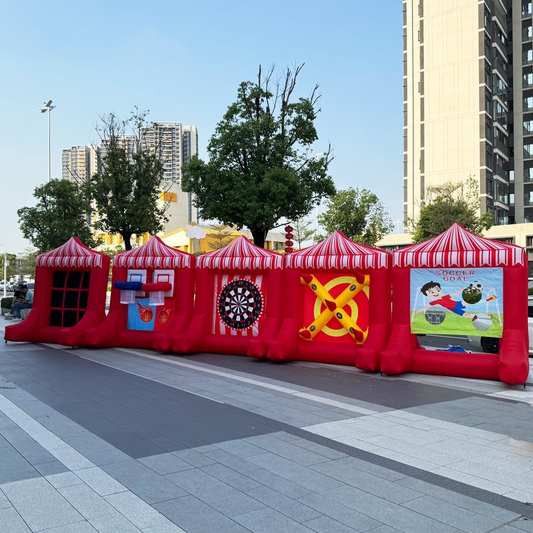 5 in 1 Inflatable Carnival Bundle Inflatable Sport Games Multi Sports X-O-Game, Basketball Hoop, Dart Throw, Ring Toss, Soccer Goal for School, Family, Team Game, Birthday image 4 of 6 B0FM3Z3RVJ