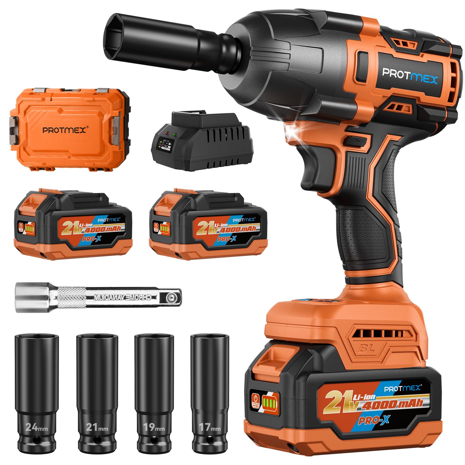 Protmex Cordless Impact Wrench, 900Ft-lbs (1200N.m) 1/2