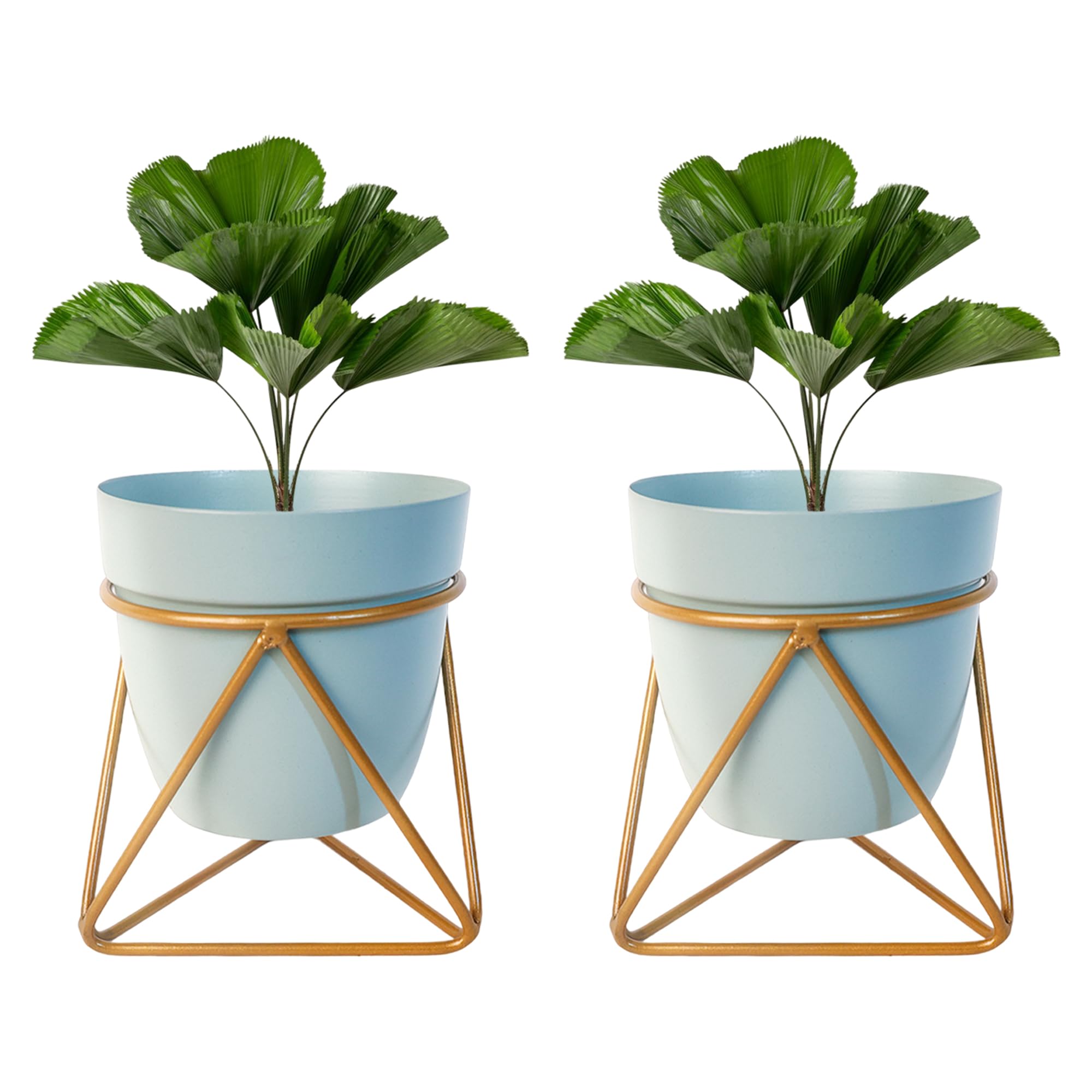 Metal Flower Vase Planter - Red & Iron Stand -9