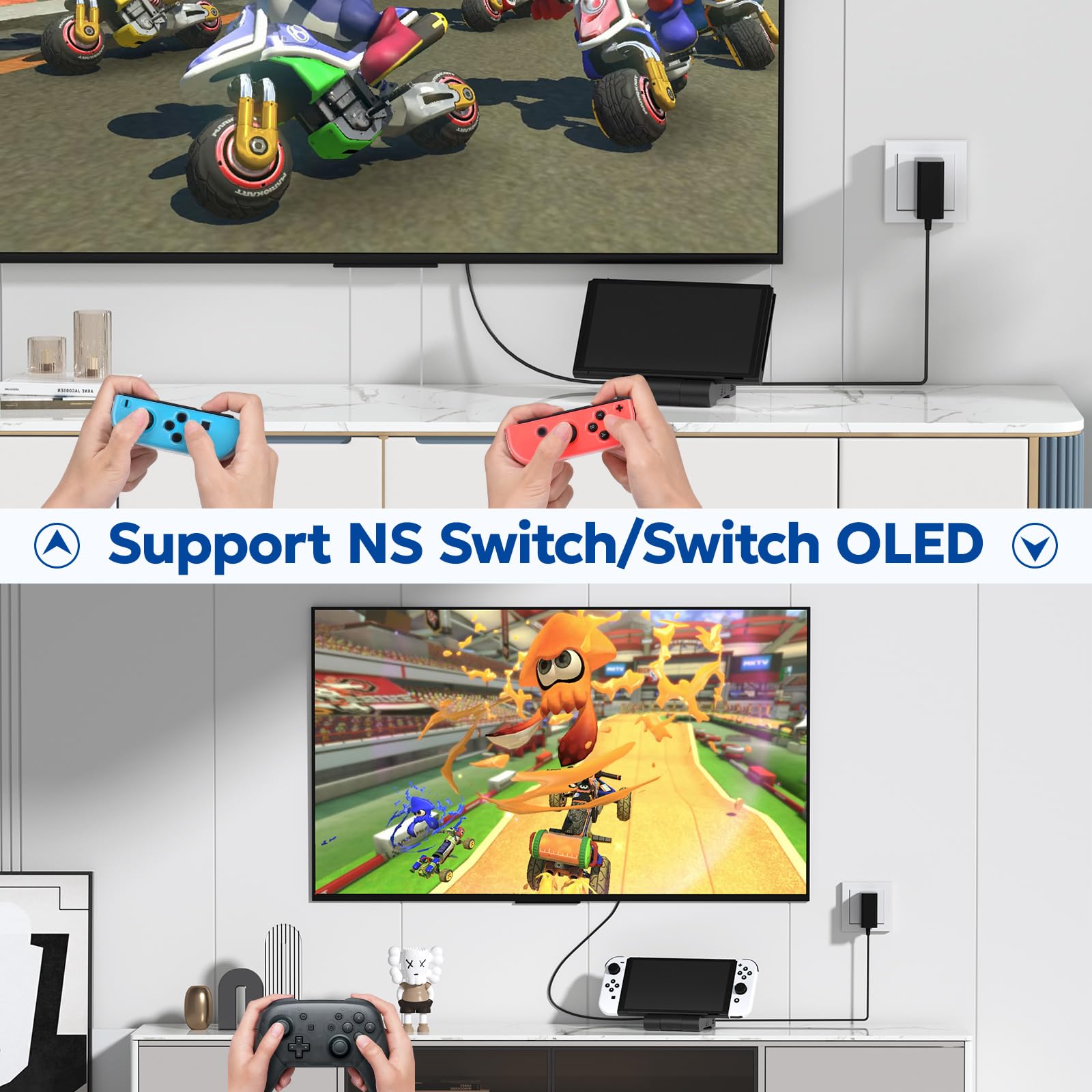 Switch Docking Station für NS Switch/Switch OLED, innoAura Switch Dock für TV mit 4K HDMI, USB 3.0 und Type-C Ladeanschluss, Faltbarer und tragbarer Switch-Ladestation ständer