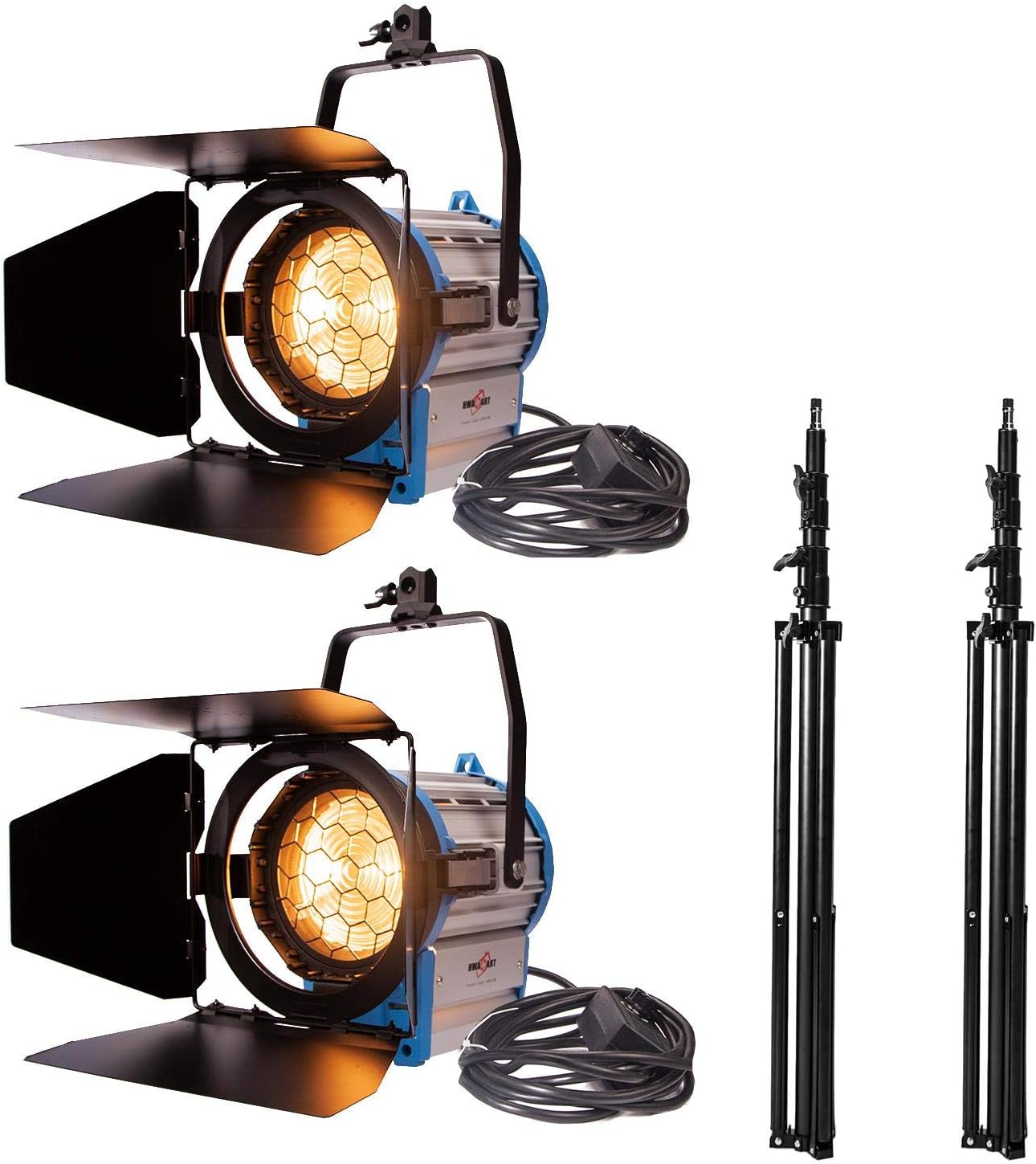 2x 1000W Studio Fresnel Spot Light with 2x Light Stand, Tungsten Video