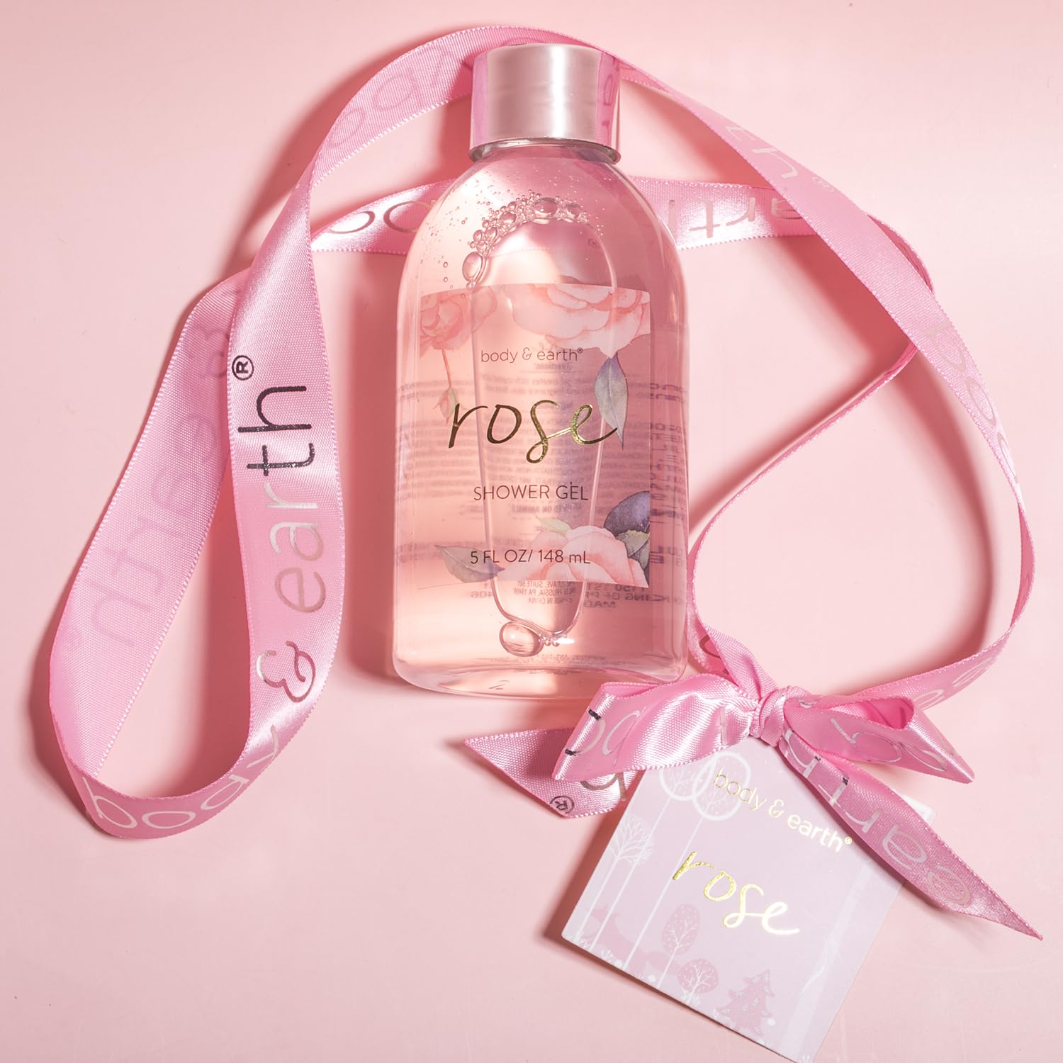 BODY & EARTH Confezione Regalo per Donne, 5 Pezzi, Rosa, gel Doccia, Burro per il Corpo, Crema per Le mani, Lozione per il Corpo, Regalo di Compleanno, Fidanzata, San Valentino per lei