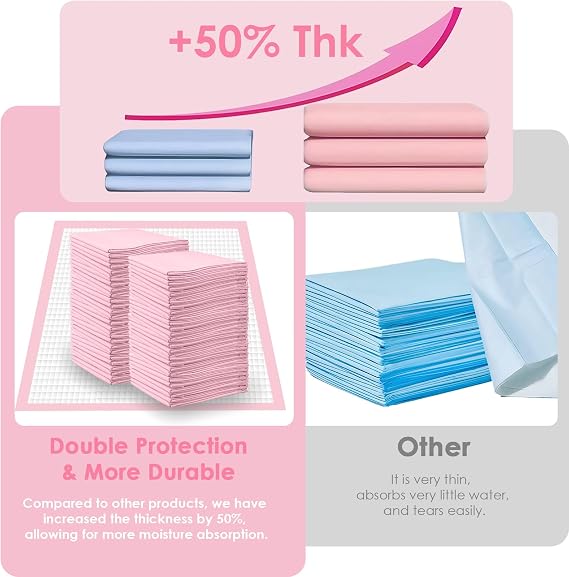 Pet Toilet Training Pads 100 Count Disposable Puppy Pee Pads for Dogs, Ultra Absorbent|Quick Dry|Leak-Proof Pet Potty Pads for Dog, Cat, Rabbits and Guinea Pigs (Pink, 13 x 18-100 Count)