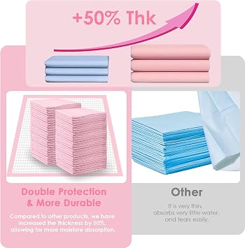 Pet Toilet Training Pads 100 Count Disposable Puppy Pee Pads for Dogs, Ultra Absorbent|Quick Dry|Leak-Proof Pet Potty Pads for Dog, Cat, Rabbits and Guinea Pigs (Pink, 13 x 18-100 Count)