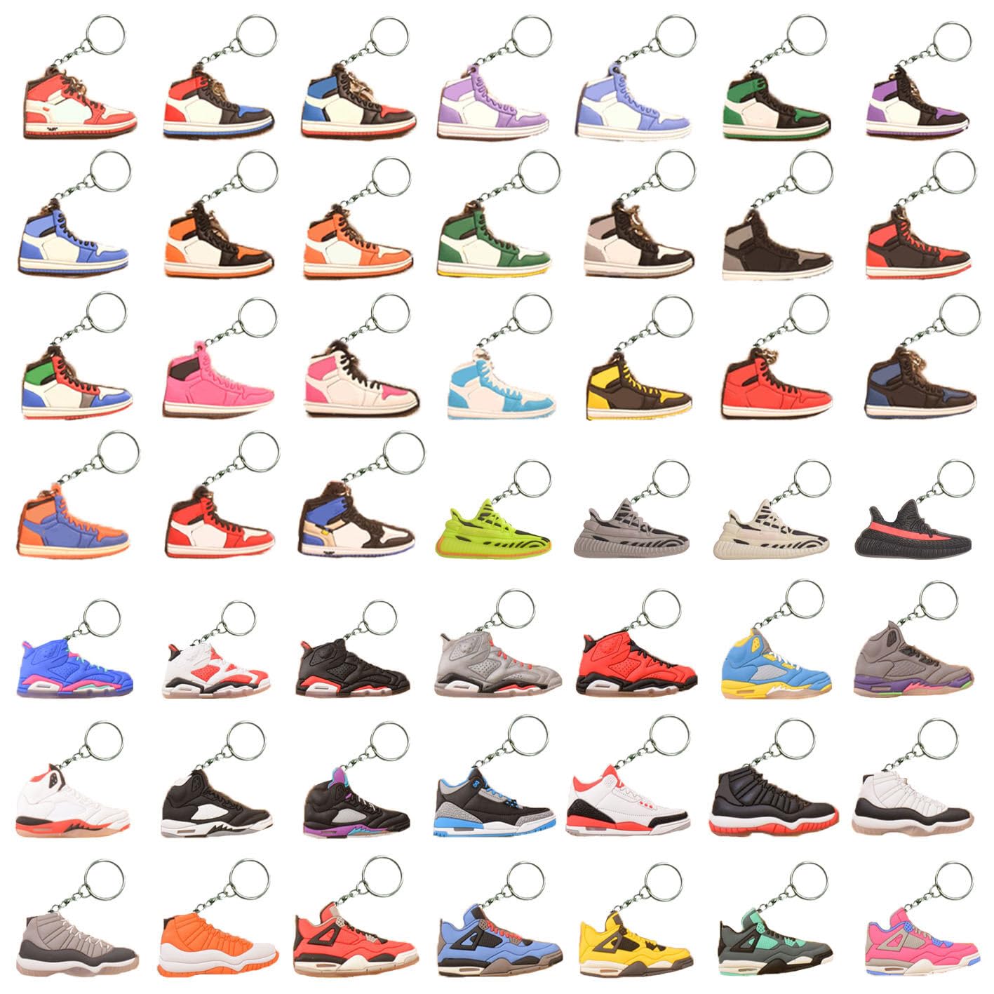 50 PCS Sneaker Keychain Retro Shoe Keychain Rubber Sneakers Keychain Shoes Key Ring Random Pack