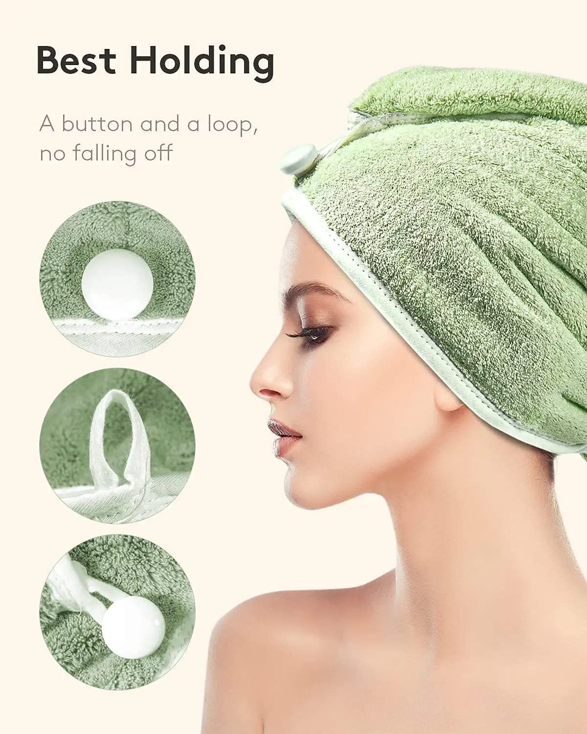 MIDASTRA FASHION® Grey and Pista Mint Green Hair Towel WRAP Microfiber Absorbent Towel Hair-Drying Magic Hair WRAP Towel Super Quick-Drying Towel Hair Dry Cap Salon TOWE(Grey-Pista) 4