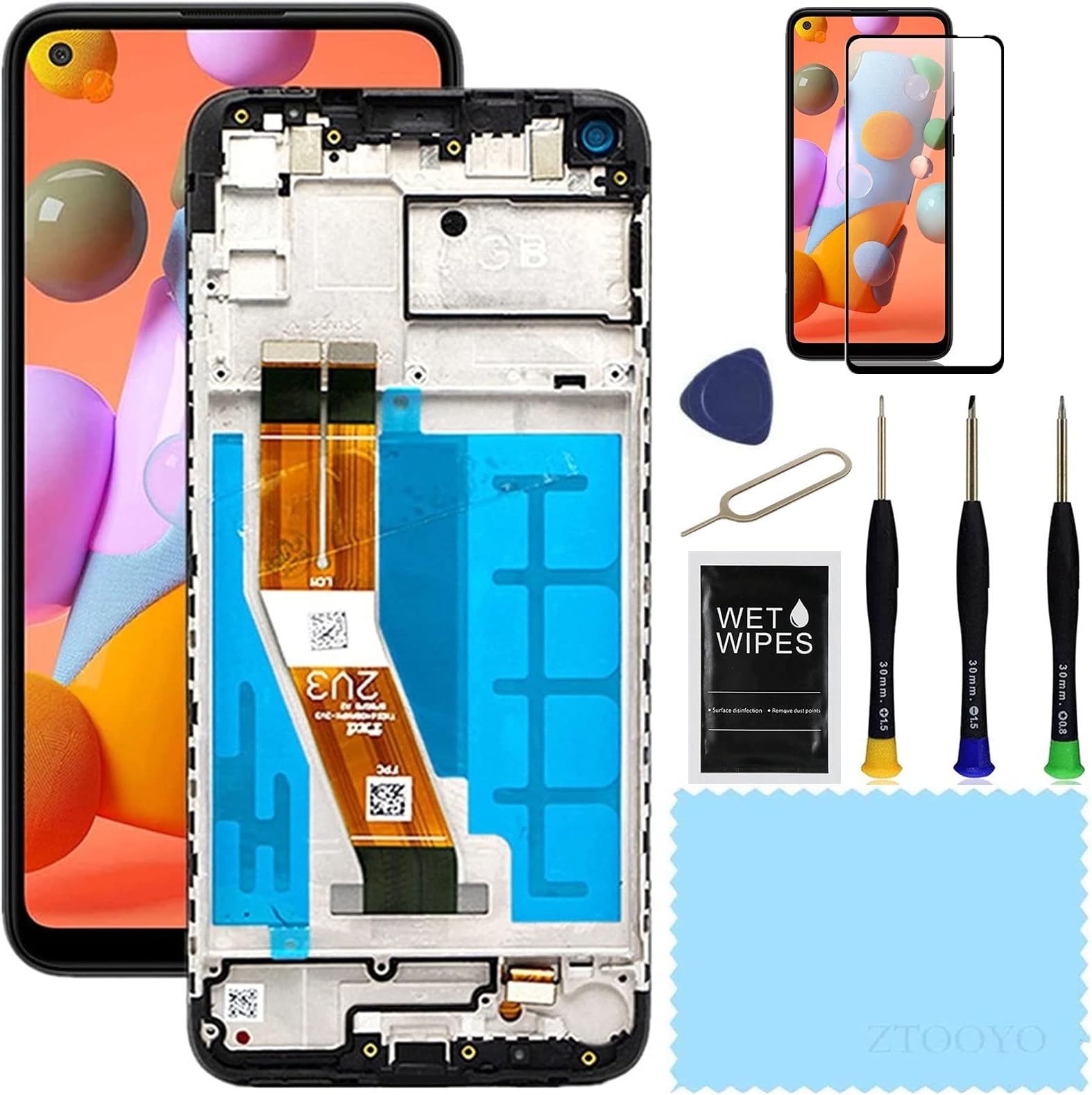 for Samsung Galaxy A11 Screen Replacement with Frame for Samsung a11 a115u Screen Replacement s115dl a115a LCD Display digitizer Touch Screen Assembly with Repair Part Tools 6.4 inch (US Version)