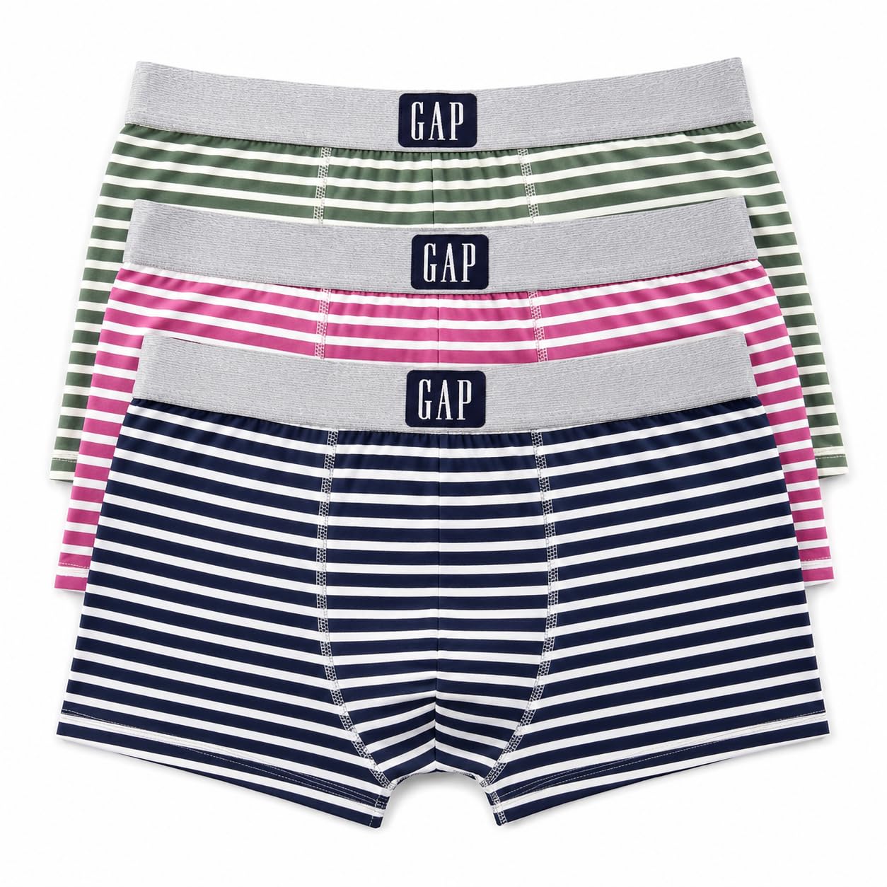 v&p traders Gap Men's Boxer Briefs Pack of 3 | 100% Cotton Trunk Underwear for Men | Soft Breathable Fabric | Stretchable Logo Waistband | Multicolor Striped | Regular Fit | XXL (42-44 Inch Waist)-picture-26