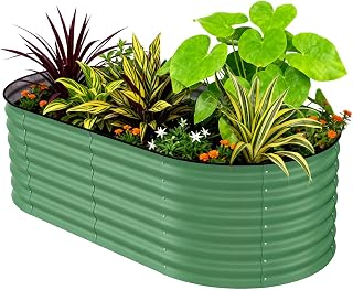 GarveeLife 6x3x2 ft Galvanized Raised Garden Bed - 24“ Tall Metal Planter Box for Vegetables, Flowers, Herbs, Rust-Resistant Outdoor Garden Box, Easy Assembly Raised Beds for Gardening, Green