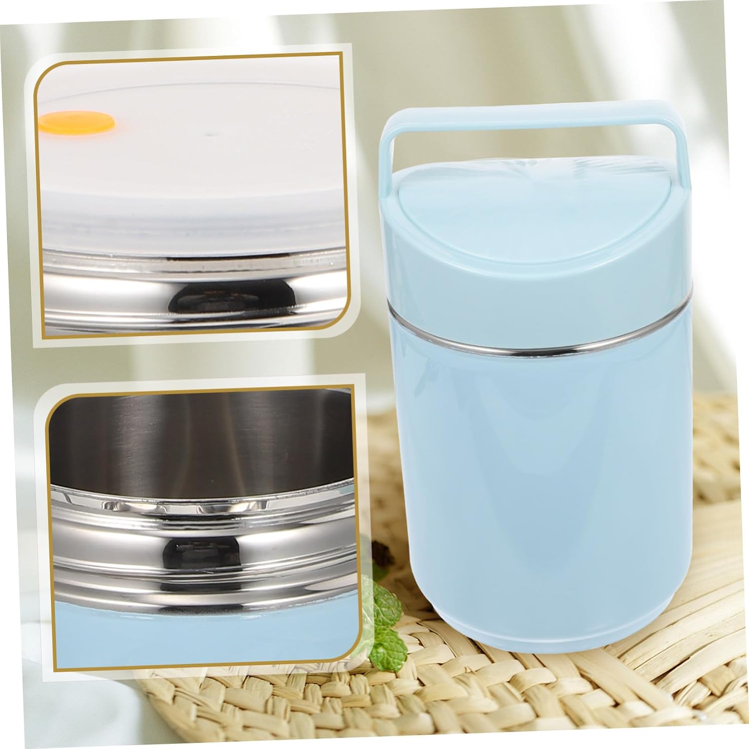 Cabilock Three Layer Stainless Steel Vacuum Insulated Pot Capacity Food Container for Adult Lunch Portable Leakproof Design for School Office and Travel