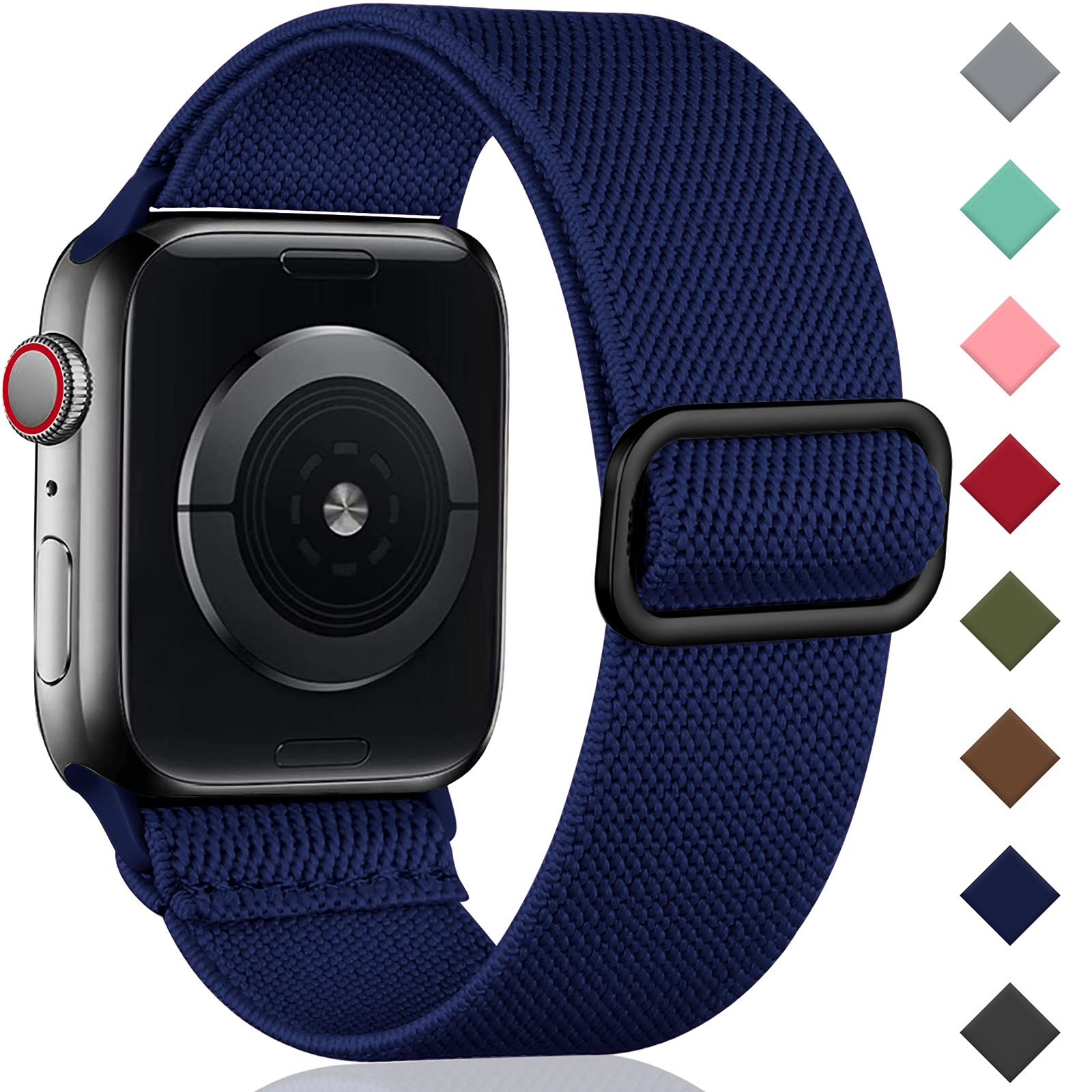 Oielai Solo Loop Armband Kompatibel mit Apple Watch Armband 46mm 45mm 44mm 42mm 49mm 41mm 40mm 38mm, Verstellbares Dehnbare Nylon Sport Ersatz Band für iWatch Series 11 10 9 8 7 6 5 4 3 2 1 SE Ultra