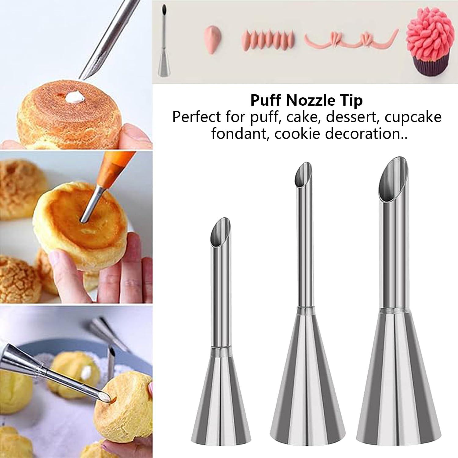 Lot De 3 Douille Patisserie Professionnelle, Douilles Professionnelles En Acier Inoxydable à Garnir, Douille à Garnir Inox Pour Divers Desserts Pour Remplir Des Biscuits Et Des Gâteaux(SIZE:5/6/8mm