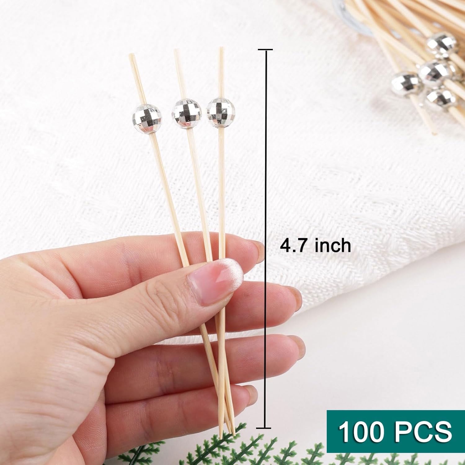 100Pcs Disco Ball Cocktail Picks, Fancy Toothpicks for Appetizers