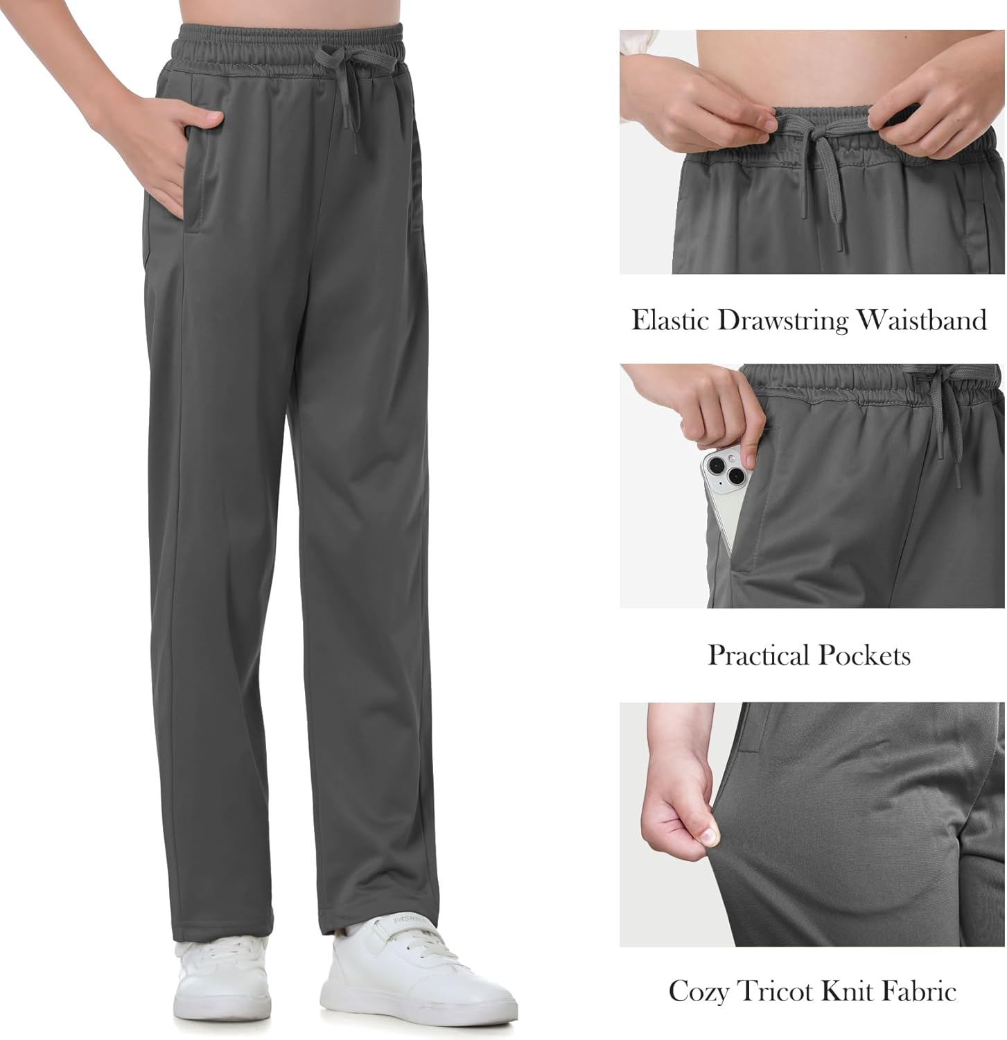 Eleven's Kingdom Boys Sweatpants with Straight Leg,Boy Joggers with Drawstring & Pockets Open Bottom for Sports Outdoors - Image 2