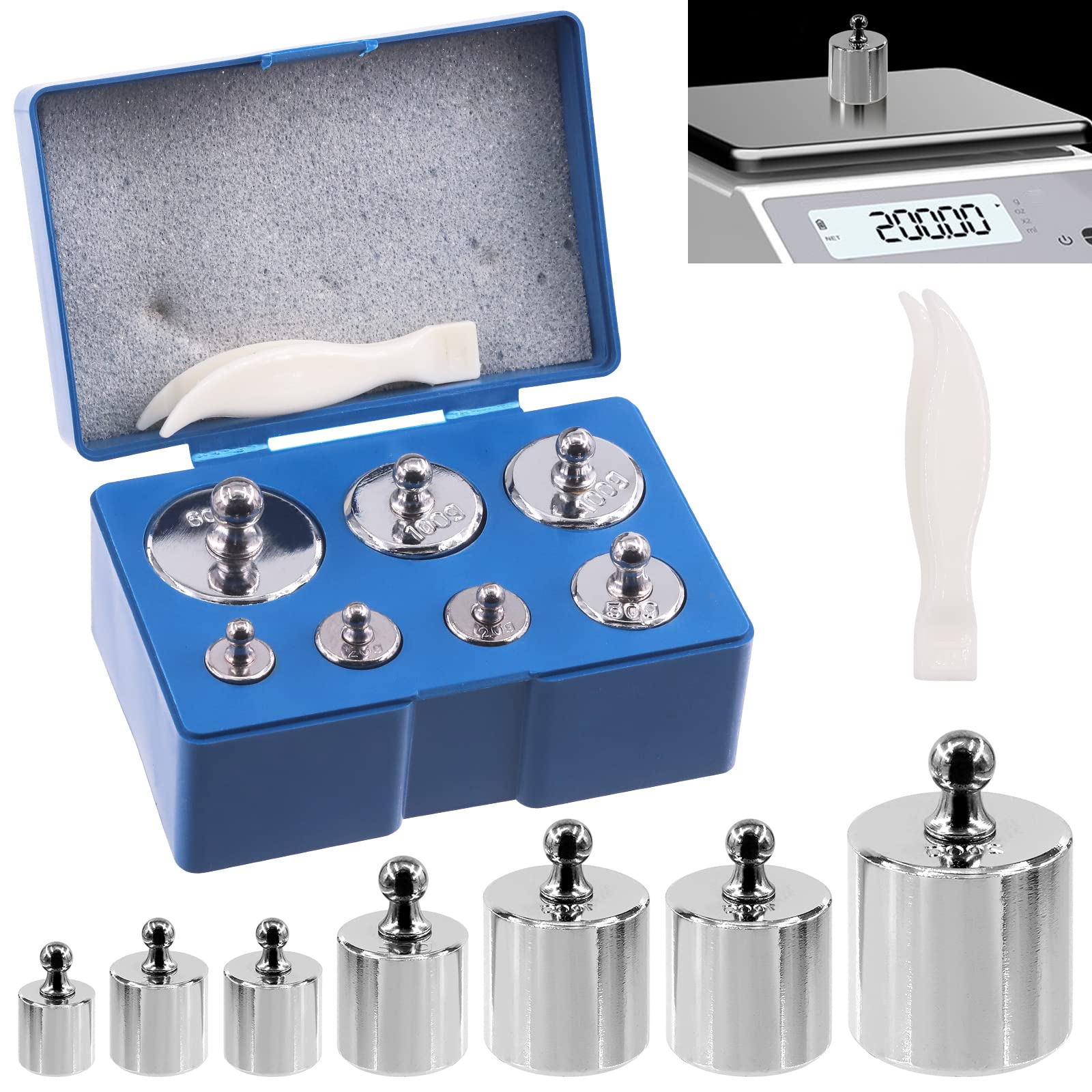 Buy Wokape 8Pcs 5 Sizes 10g 20g 50g 100g 200g Precision Steel Scale