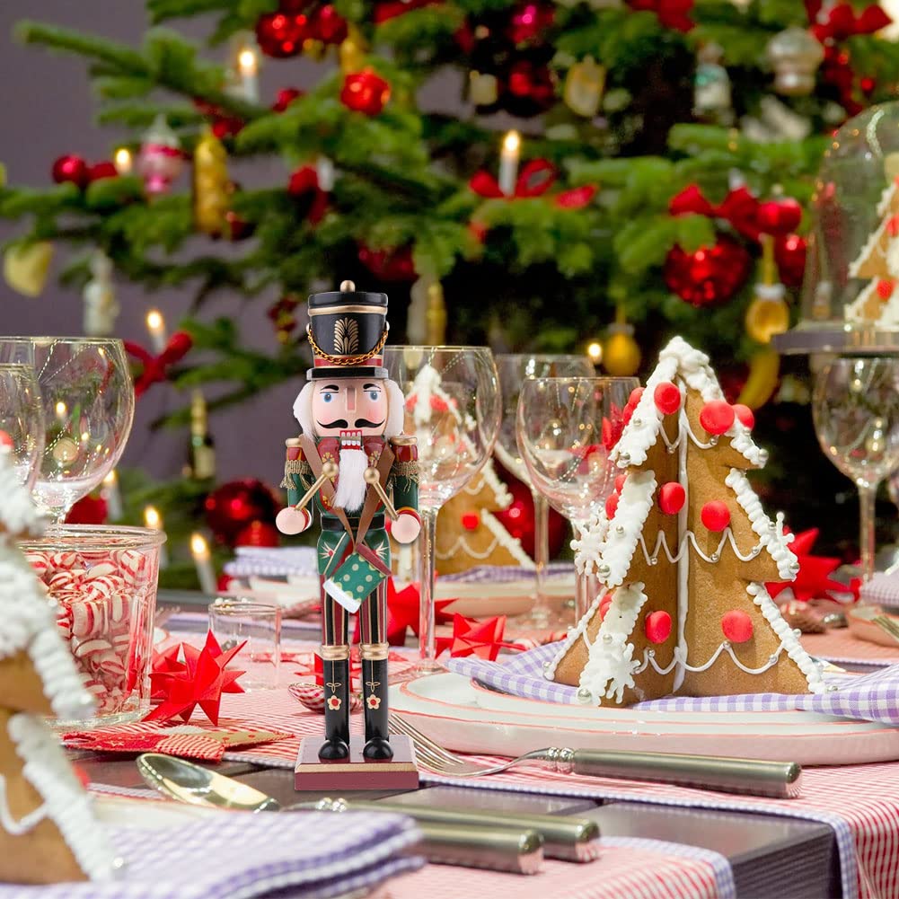 Casse-Noisettes De Noël Traditionnel en Bois, Décor De Noël Festif Figurine De Soldat Casse-Noisette Ensemble D'ornement, Collection De Poupées Casse-Noisette Cadeau De Noël (4pcs Set